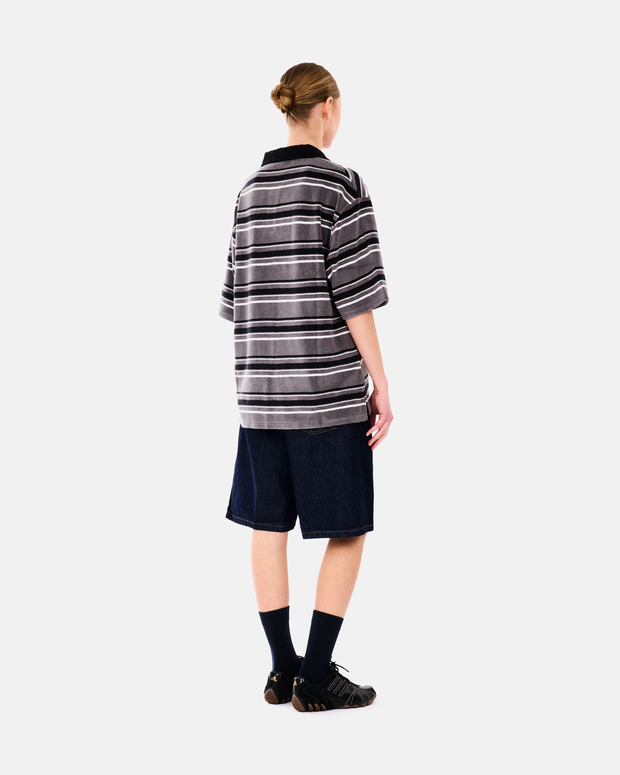 Martine Rose Oversized Polo GREY BLACK STRIPE GRY 674JE09059