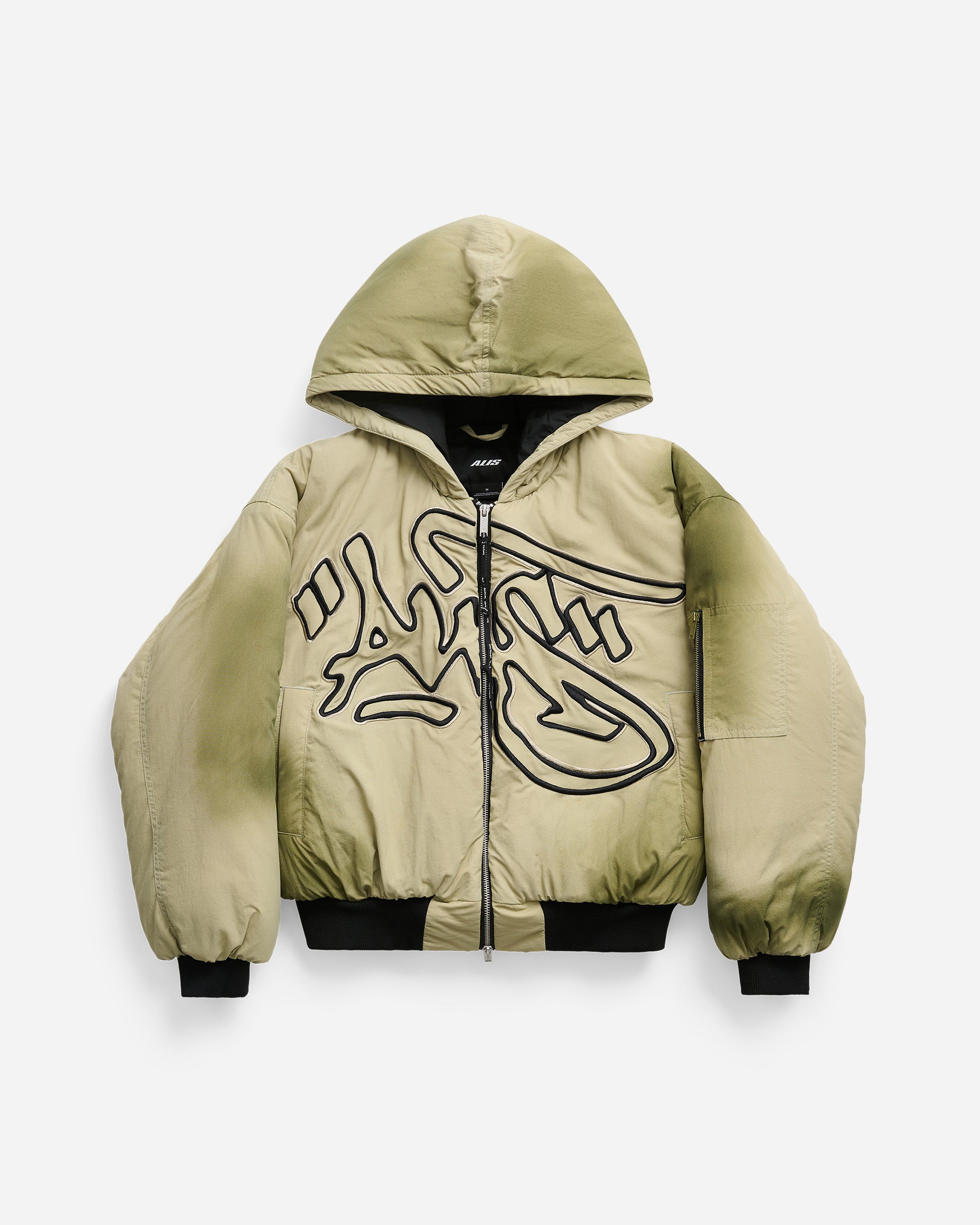 ALIS Hoiy Oversized Bomber Jacket Gray Green Spray 77-21