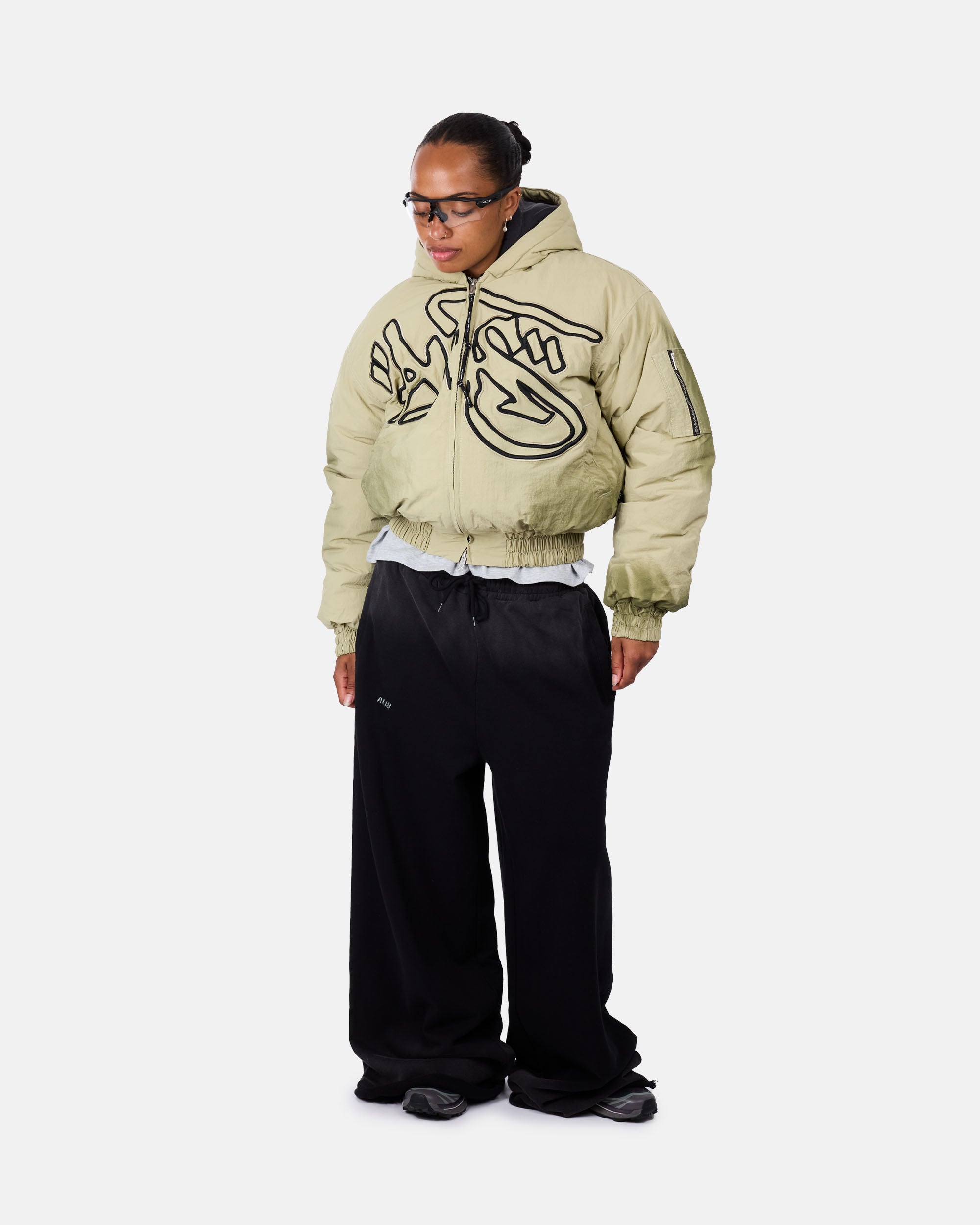 ALIS Hoiy Oversized Bomber Jacket Gray Green + Spray 77-21