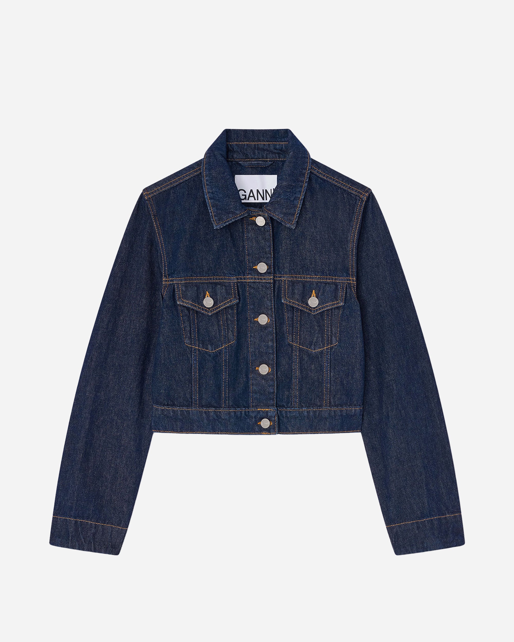 GANNI Rinse Denim Cropped Jacket Rinse A1010089