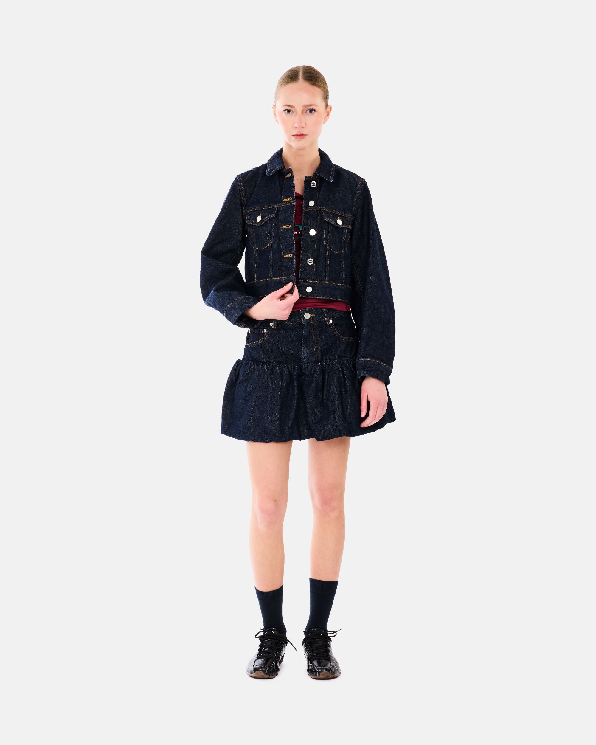 GANNI Rinse Denim Cropped Jacket Rinse A1010089
