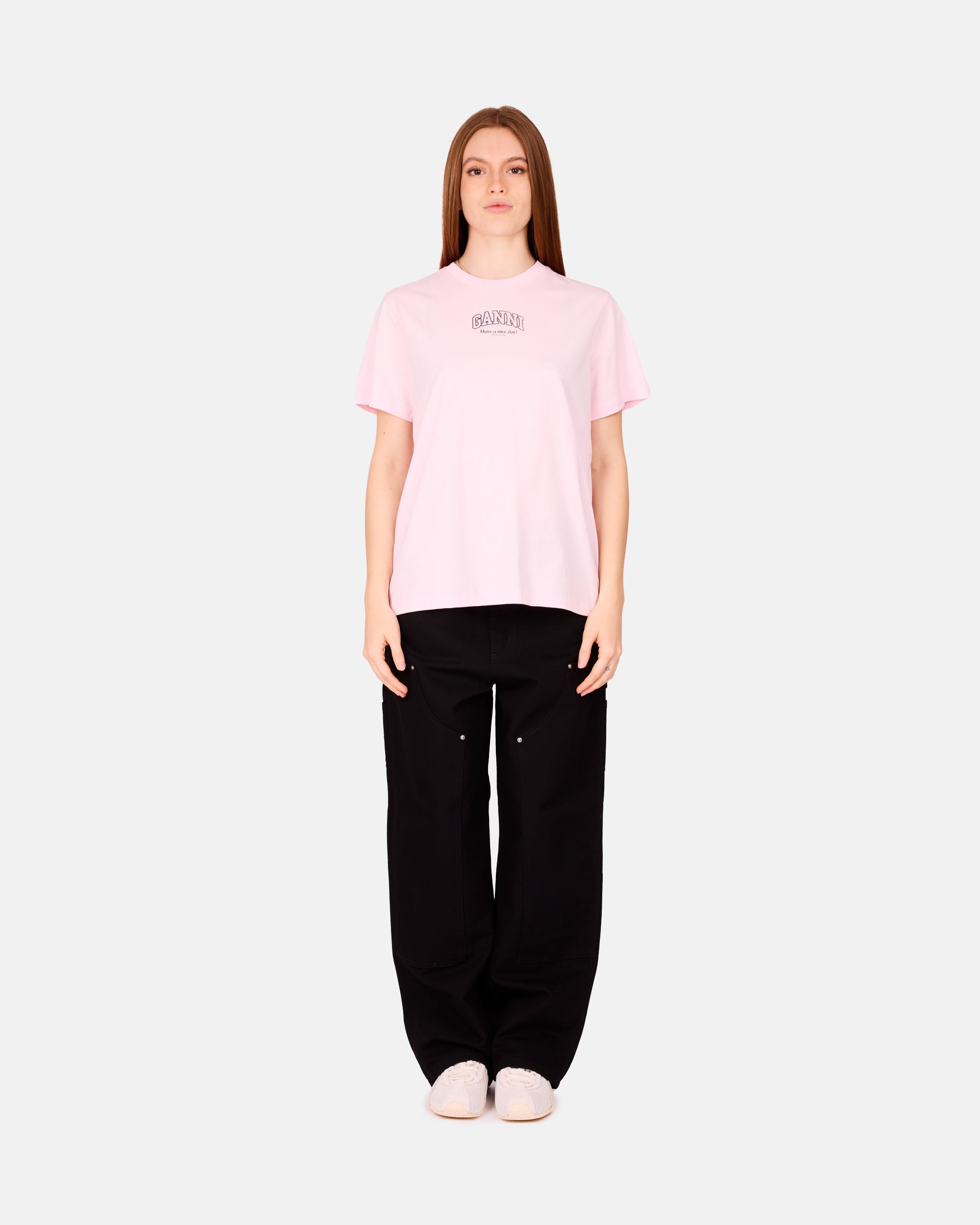 GANNI Essentials T-shirt Chalk Pink A1050057-868