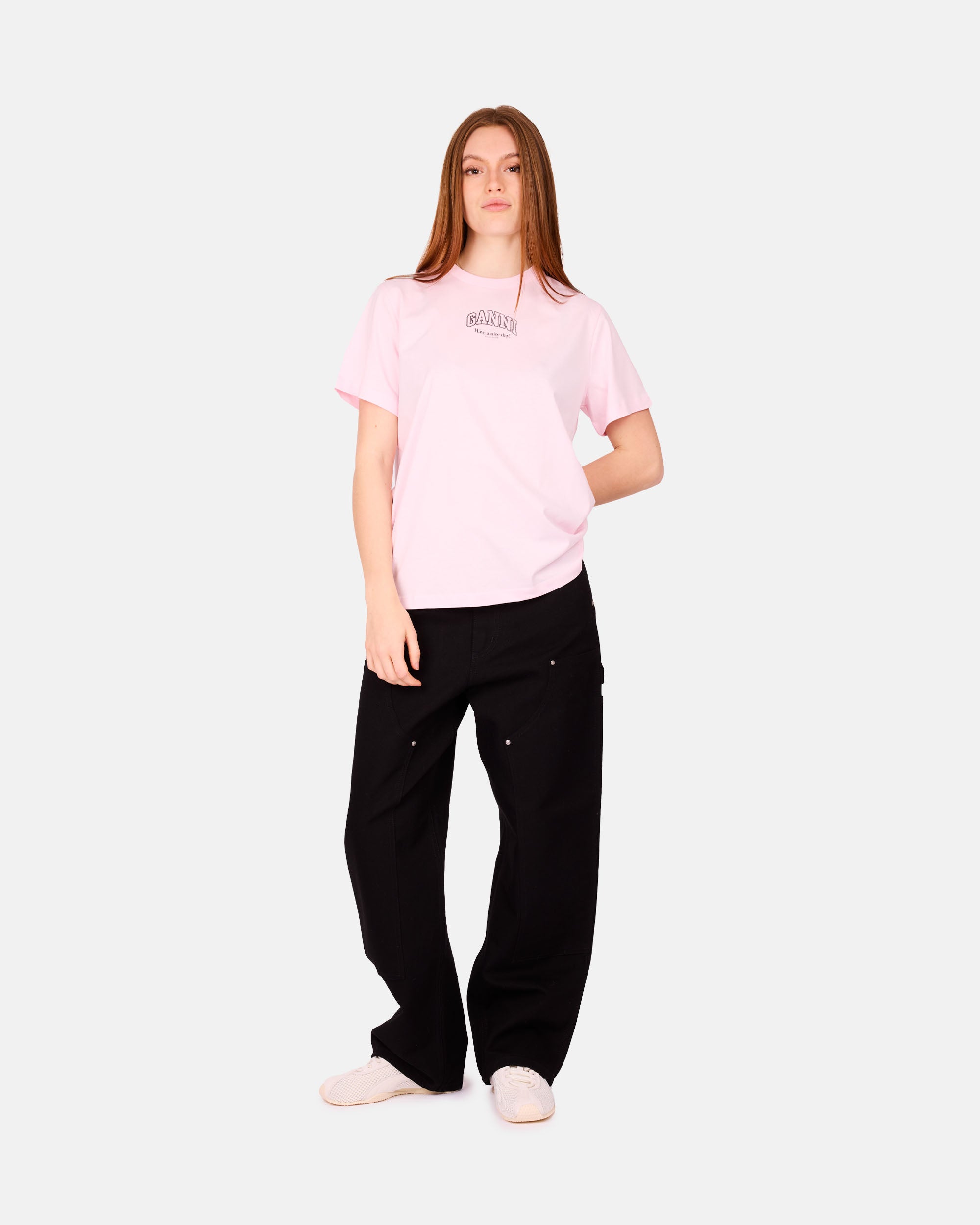 GANNI Essentials T-shirt Chalk Pink A1050057-868