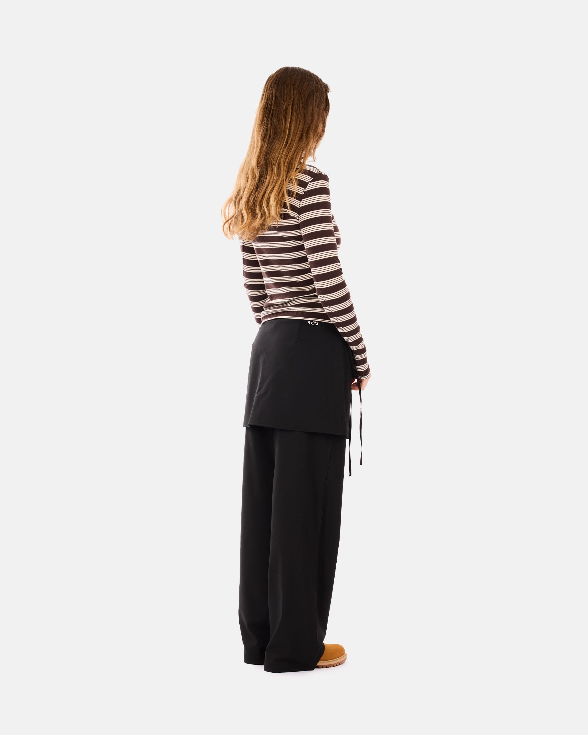 GANNI Soft Cotton Rib Longsleeve Top Stripe Mole A1050194