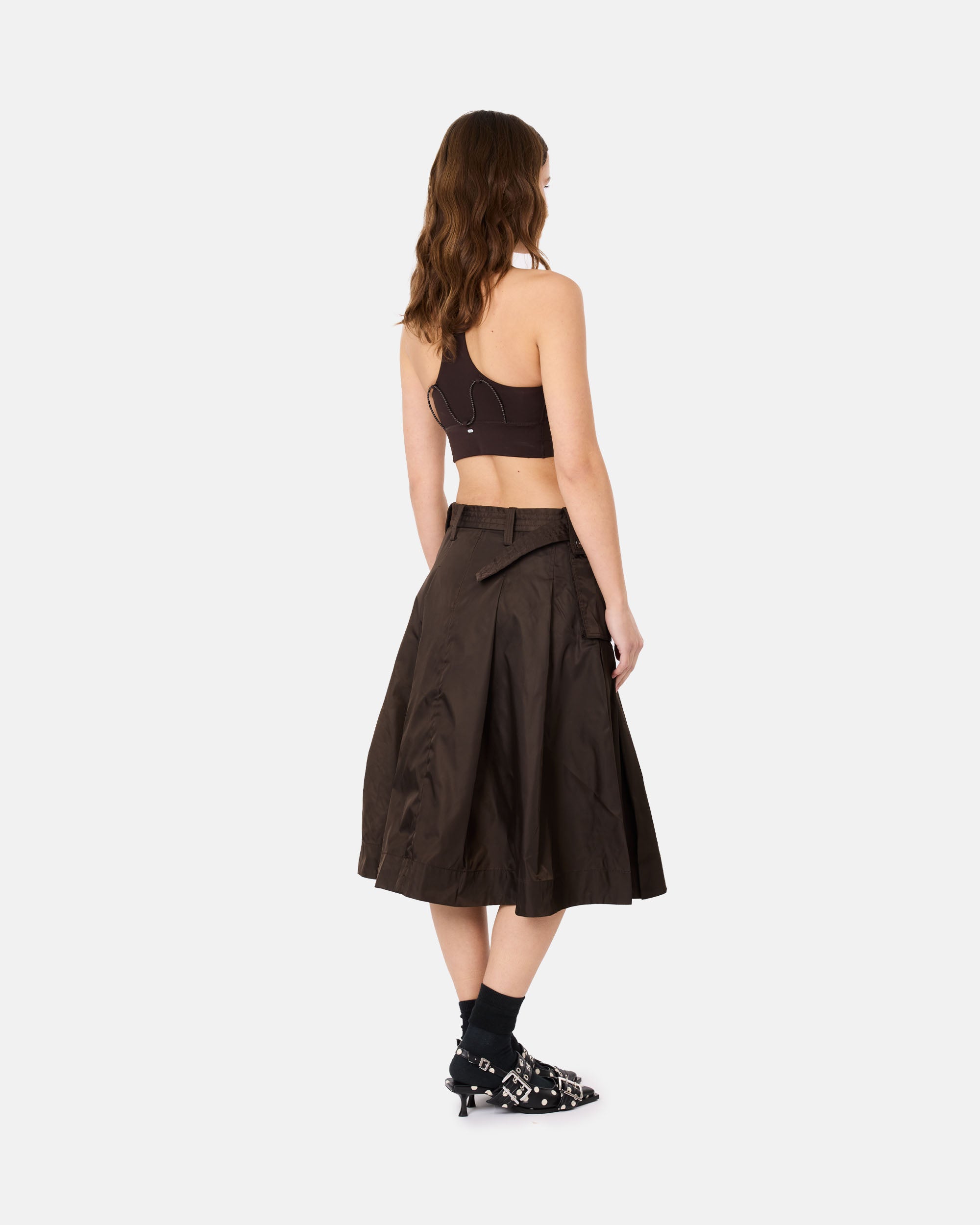 GANNI Duchesse Nylon Midi Skirt | Clothing