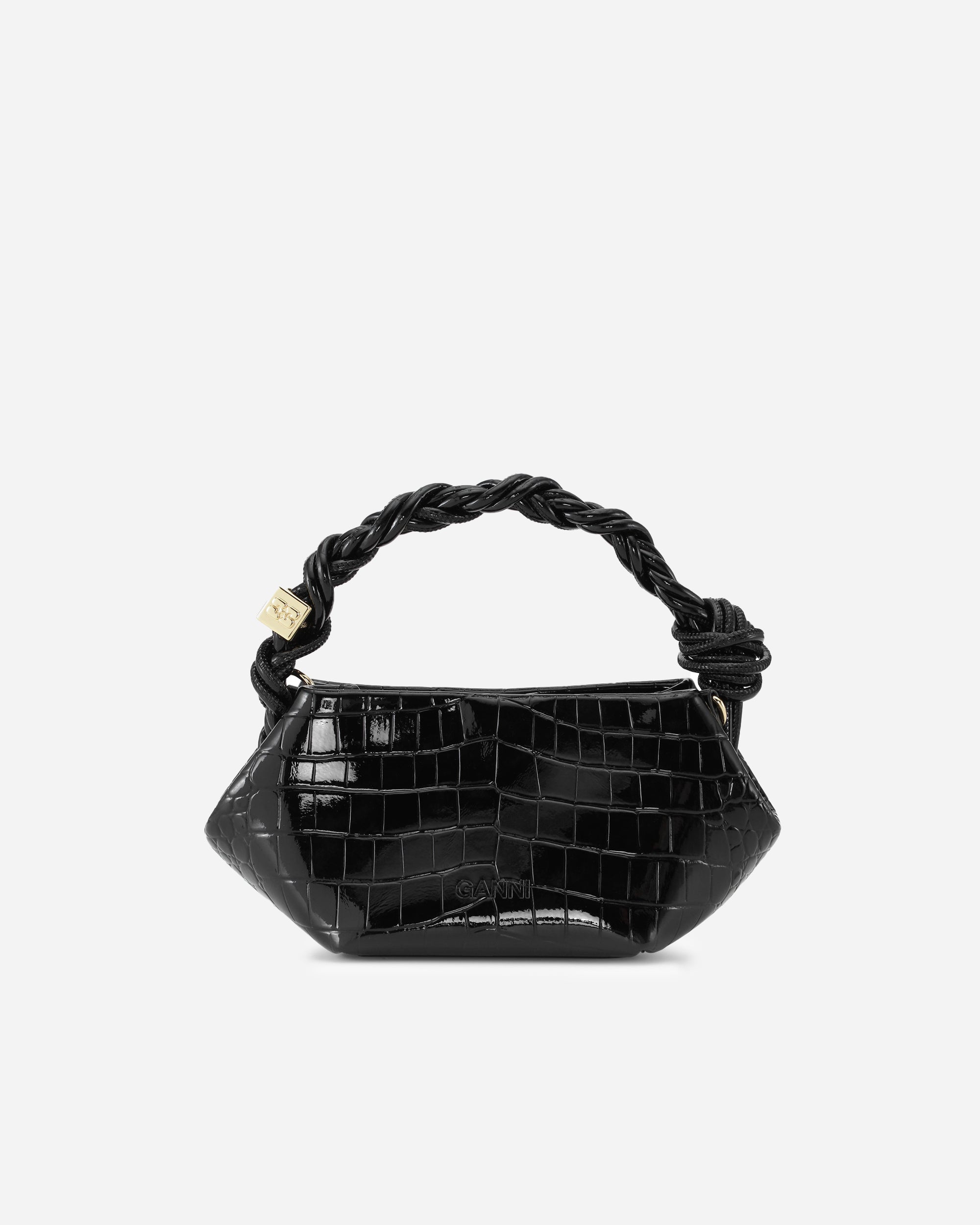 GANNI Ganni Bou Taske Mini Patent Croco Black A6089-099