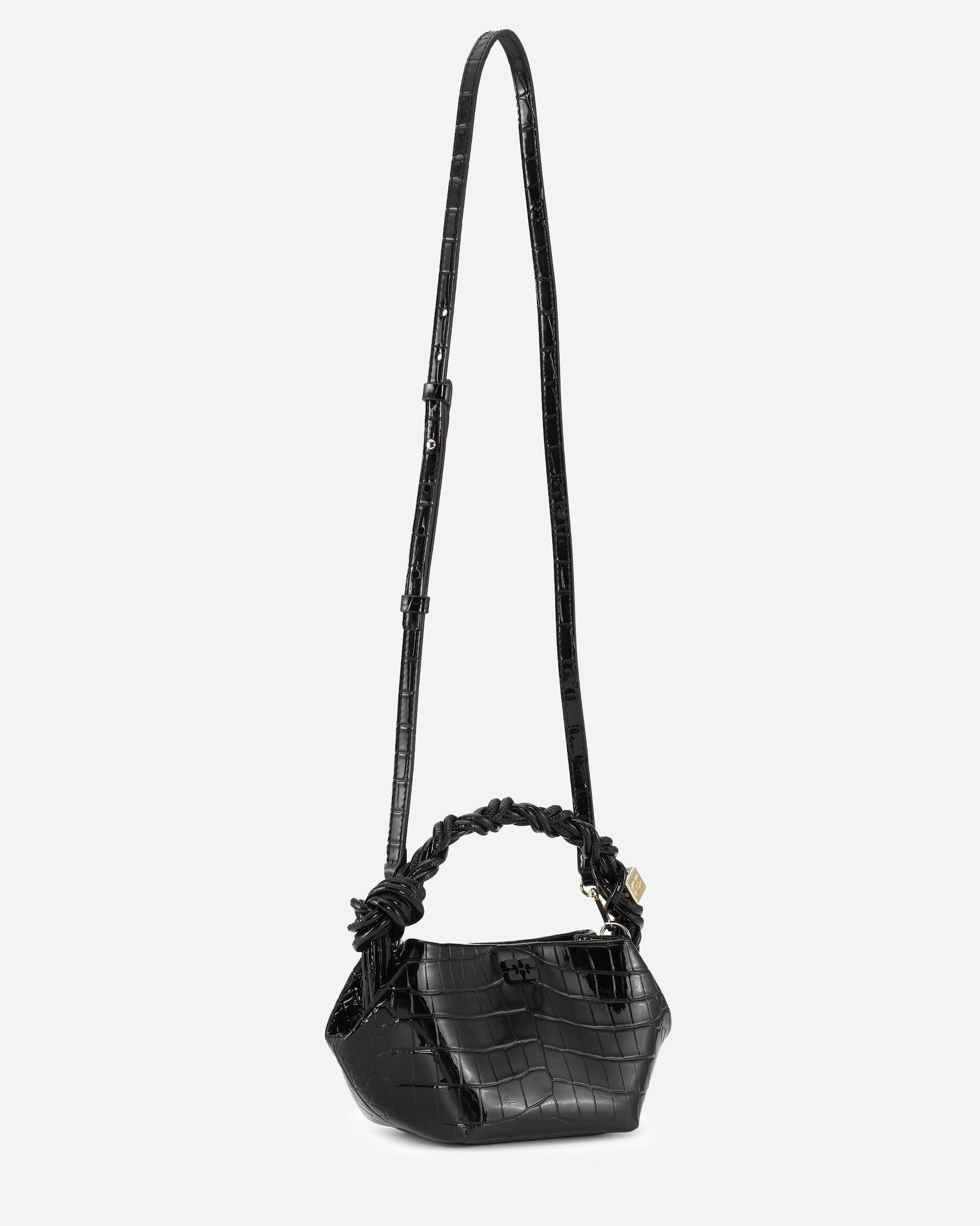 GANNI Ganni Bou Bag Mini Patent Croco Black A6089-099