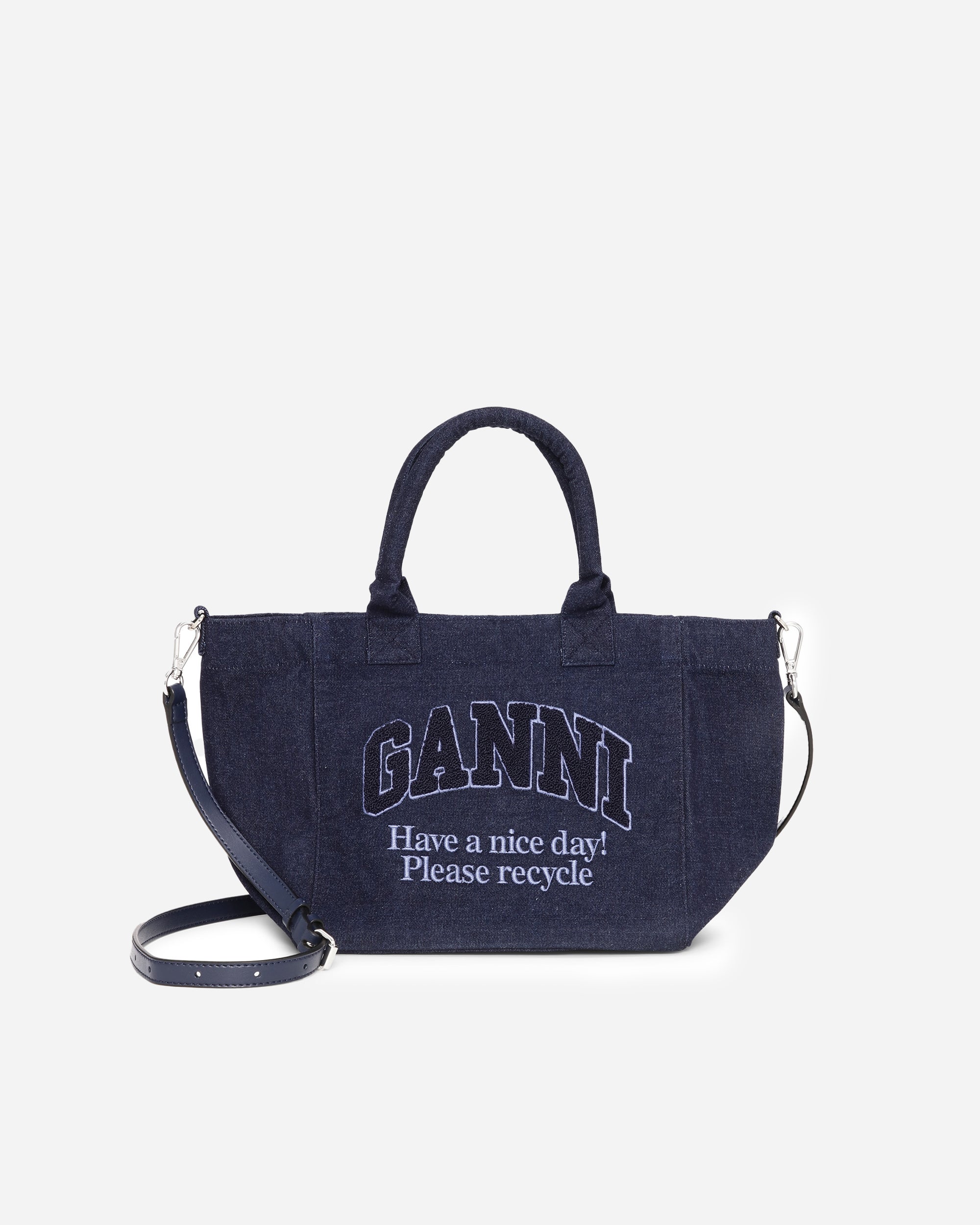 GANNI Small Easy Shopper Denim Dark Navy A6171-642