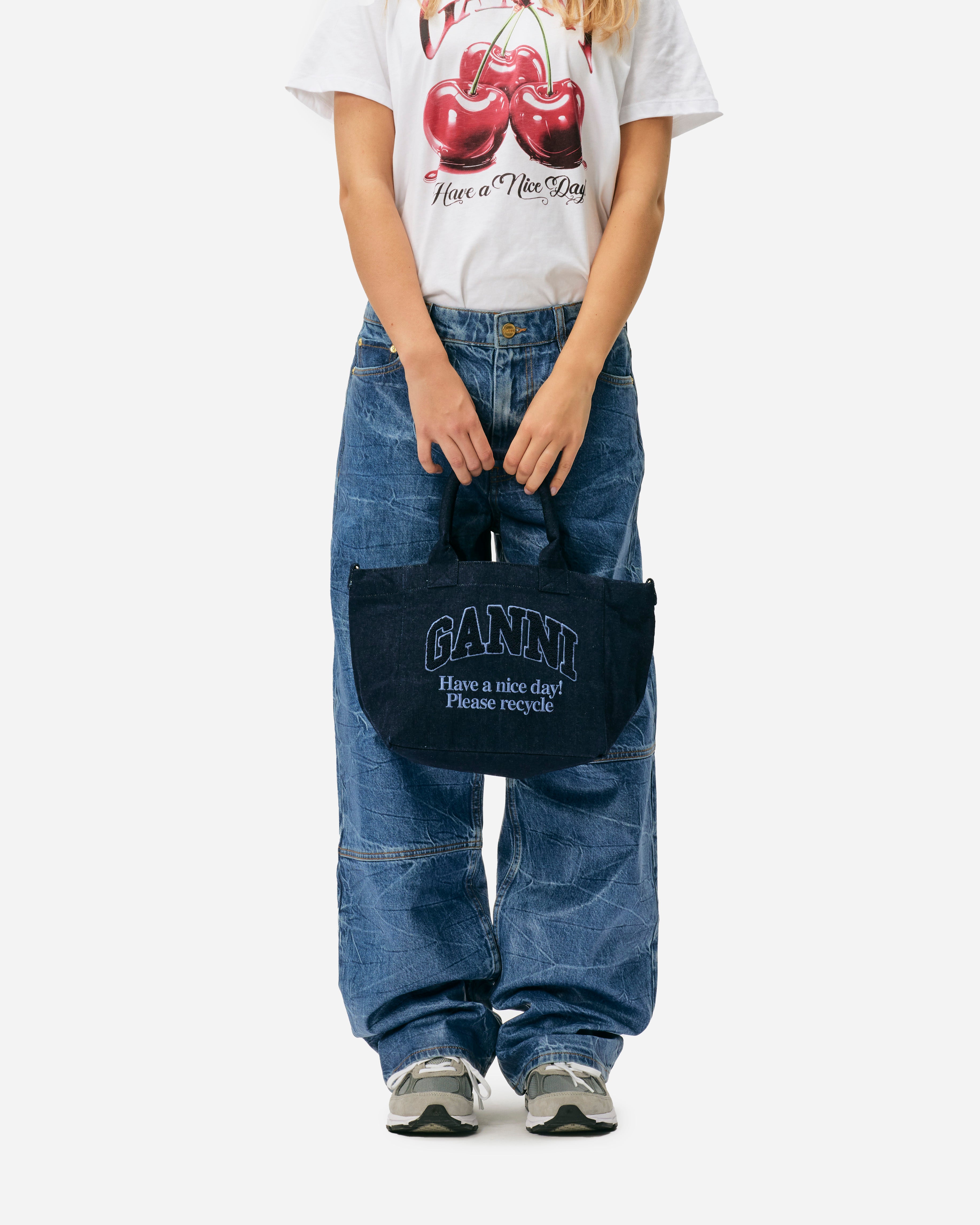 GANNI Small Easy Shopper Denim Dark Navy A6171-642