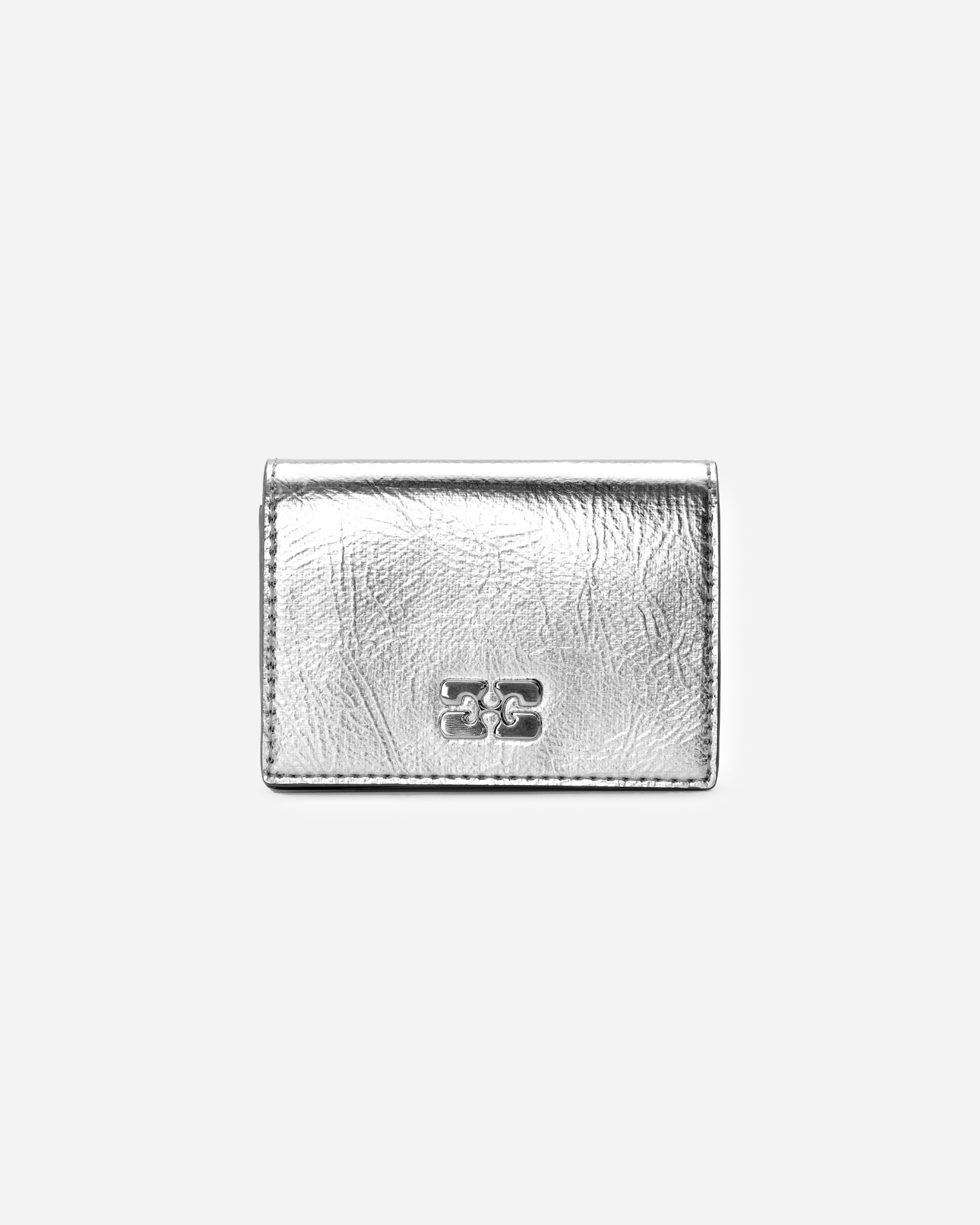 GANNI Ganni Bou Flap Card Holder Metallic Silver A6393