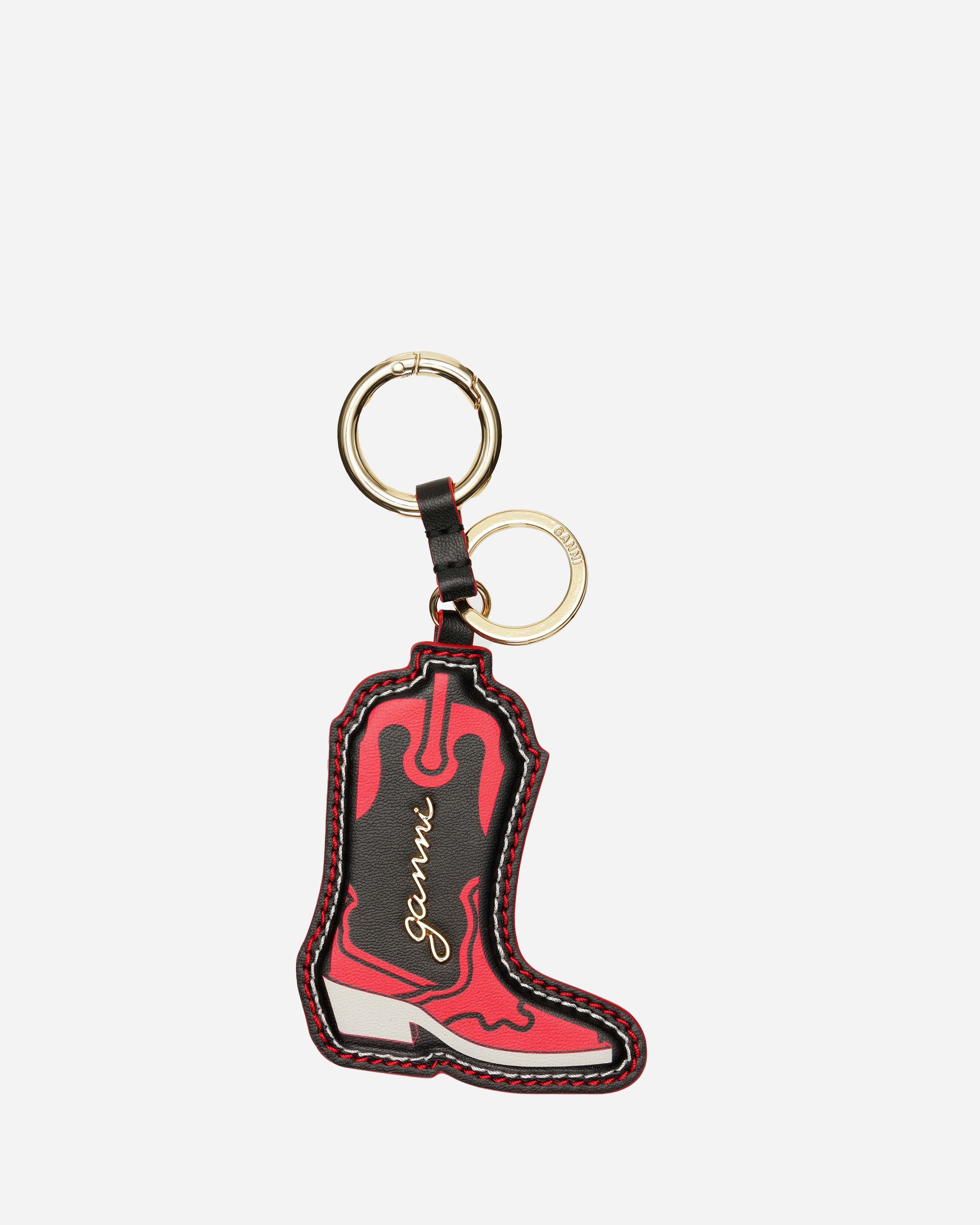 GANNI Ganni Western Boot Keyring Racing Red A6409