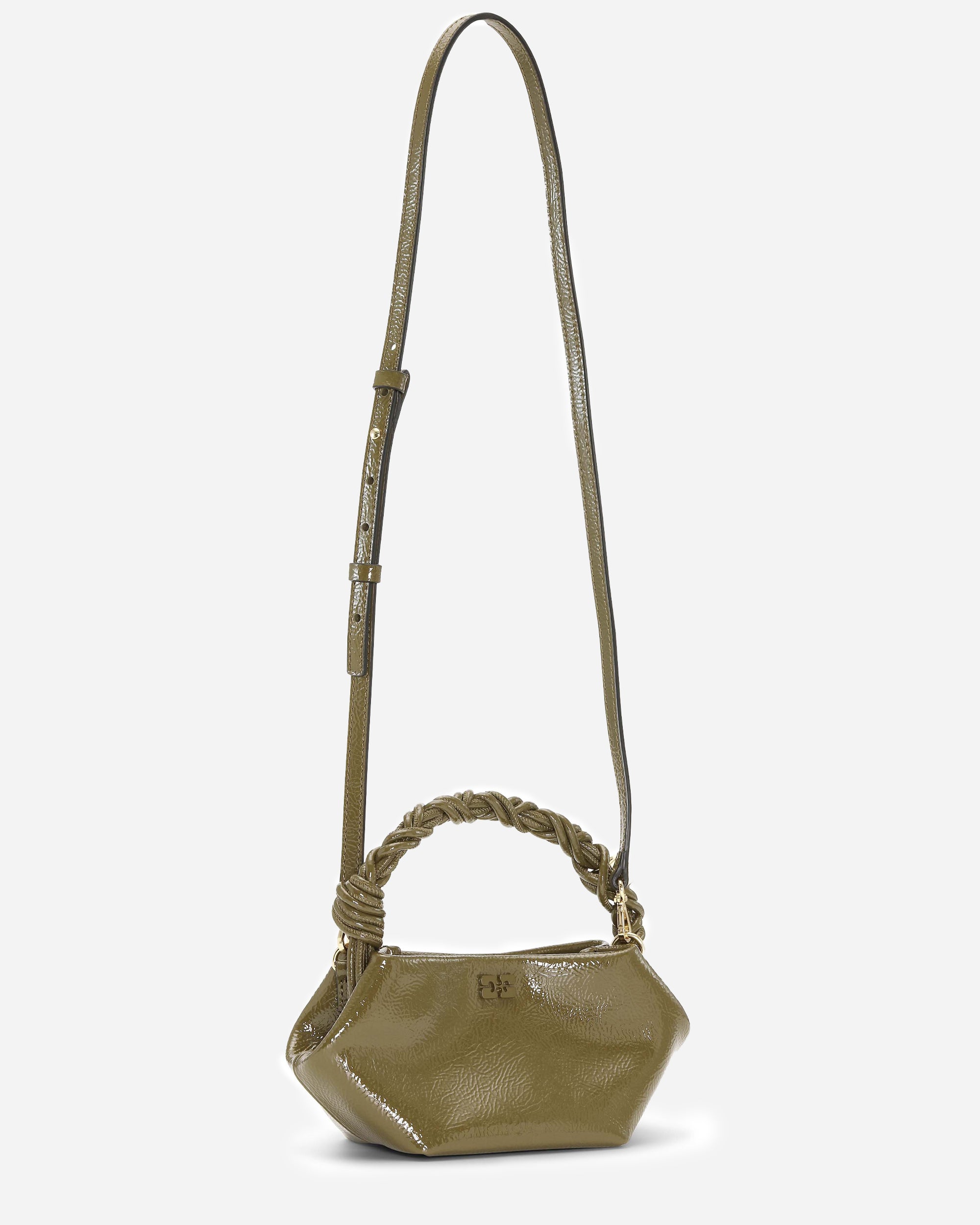 GANNI Ganni Bou Bag Mini Patent Military Olive A6458