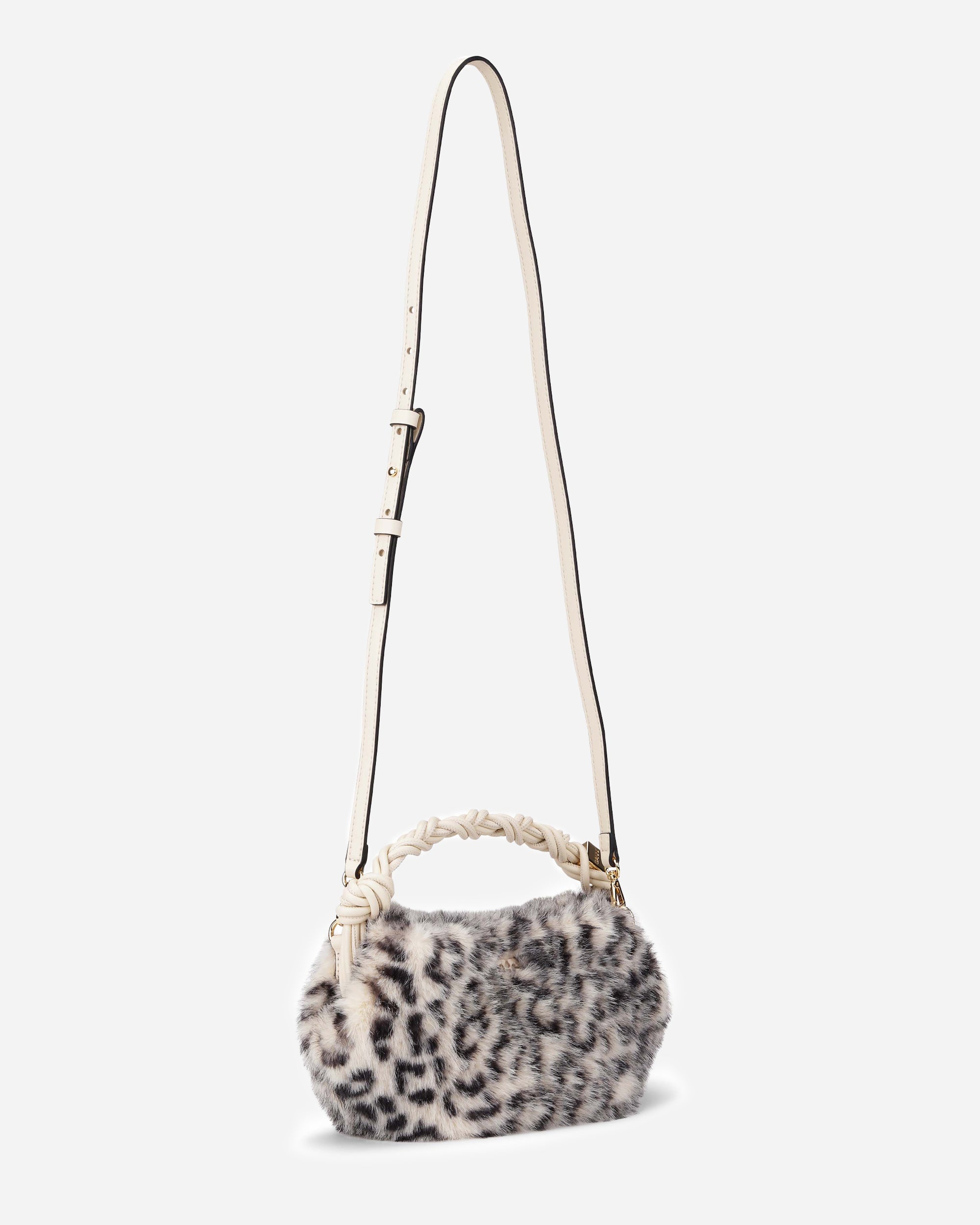 GANNI Ganni Bou Bag Mini Fur Print Leopard A6459