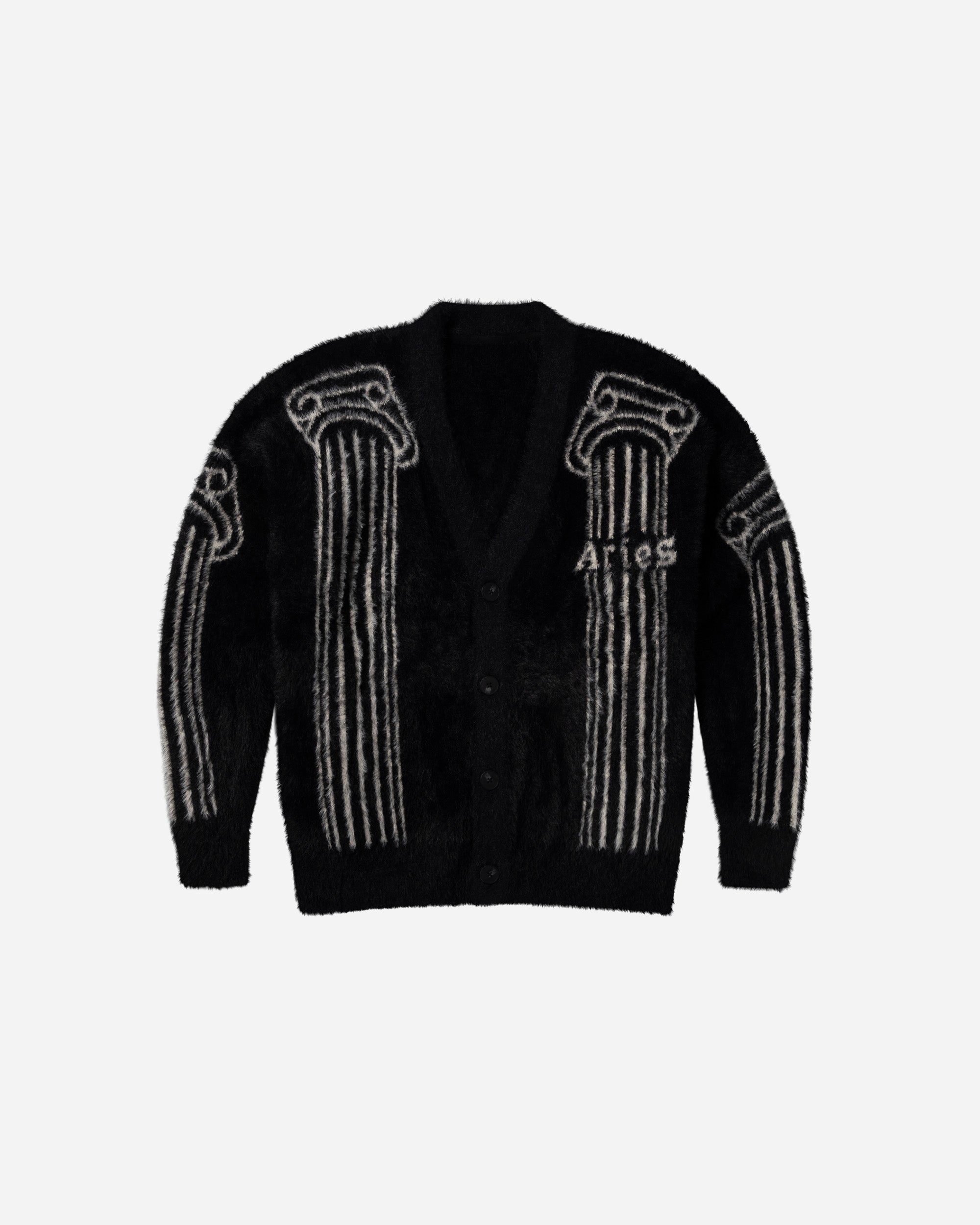 ARIES Oversized Chenille Column Knit Cardigan Black AR2004004