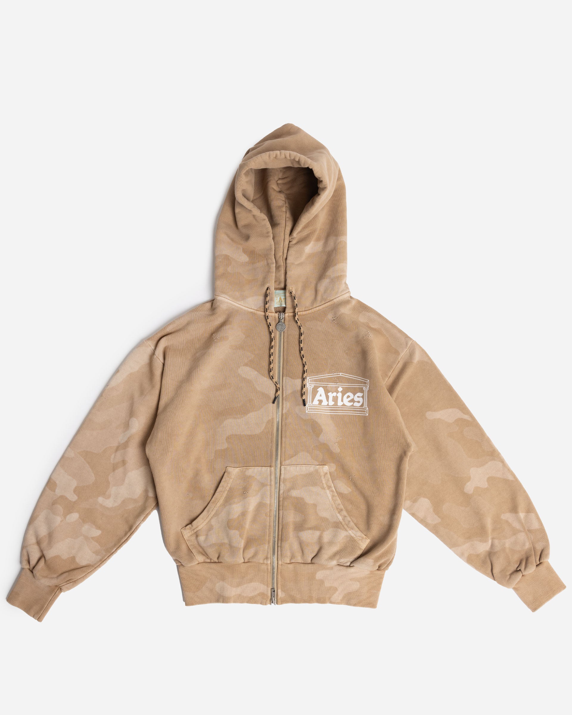 ARIES Aged Temple Camo Zip Through Hoodie Desert AR2092005
