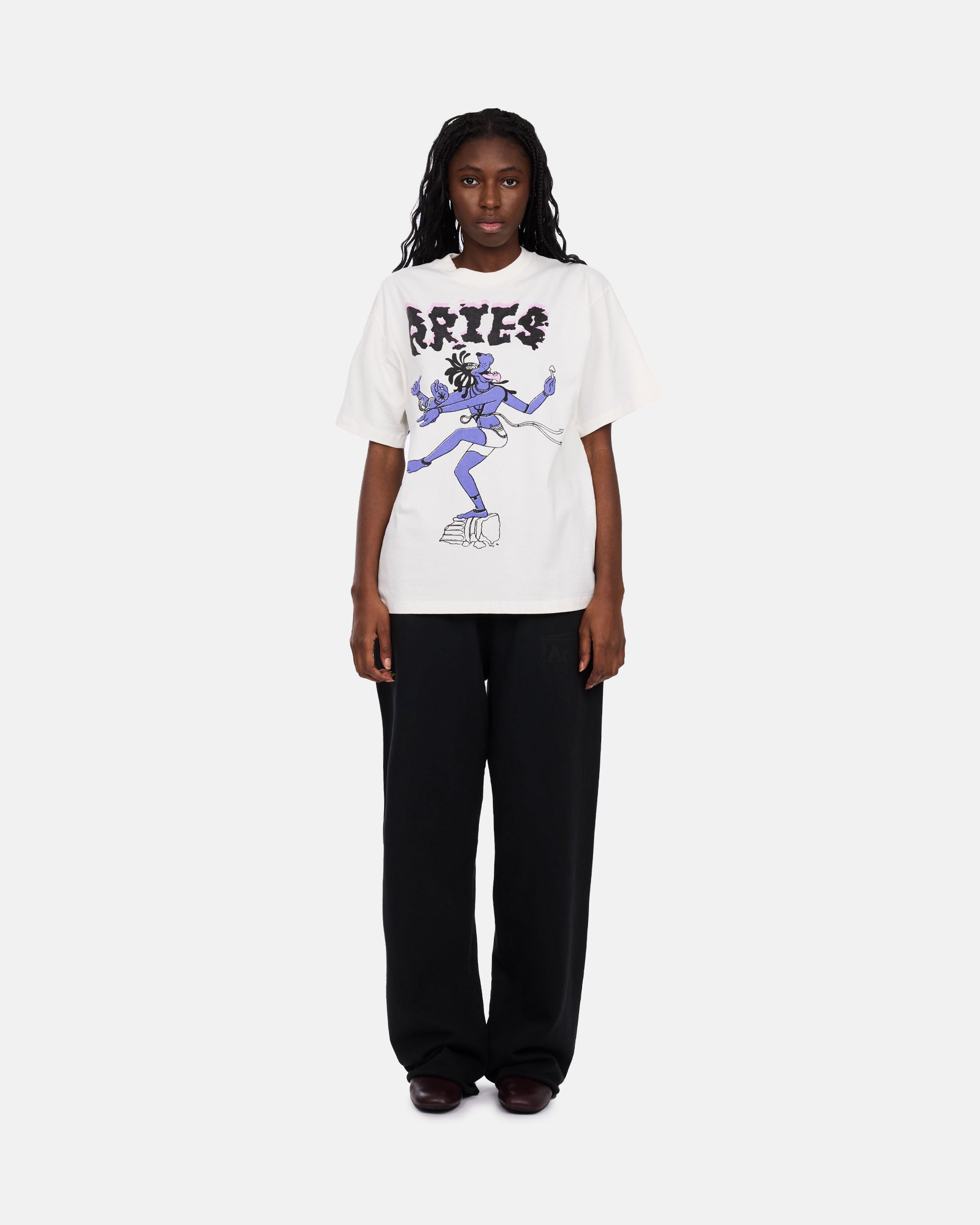 ARIES Faded The Destroyer T-shirt Off White AR6002004