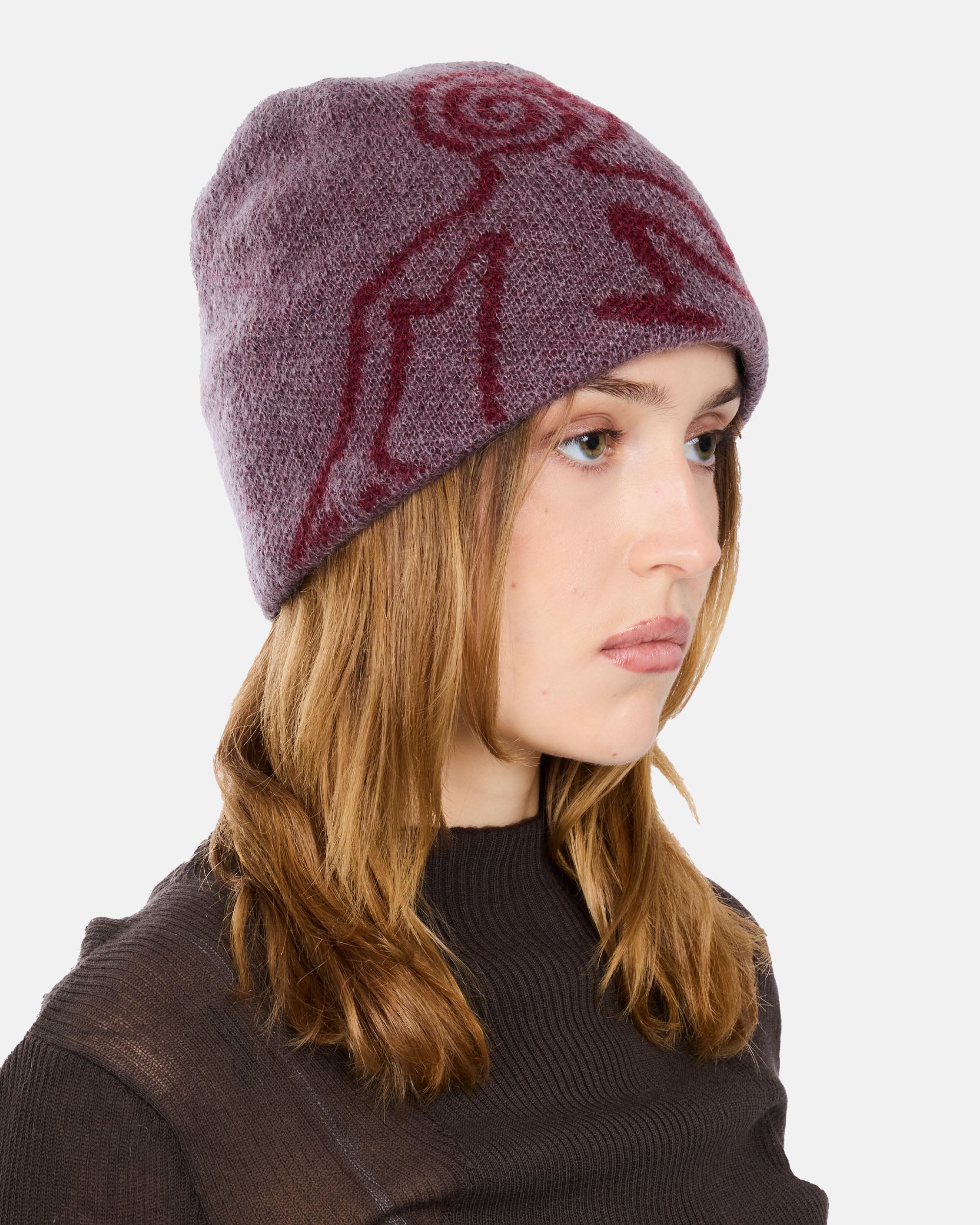 Hiking Patrol Moscot Mohair Mixed Knit Beanie  Maroon AW25303-Maroon