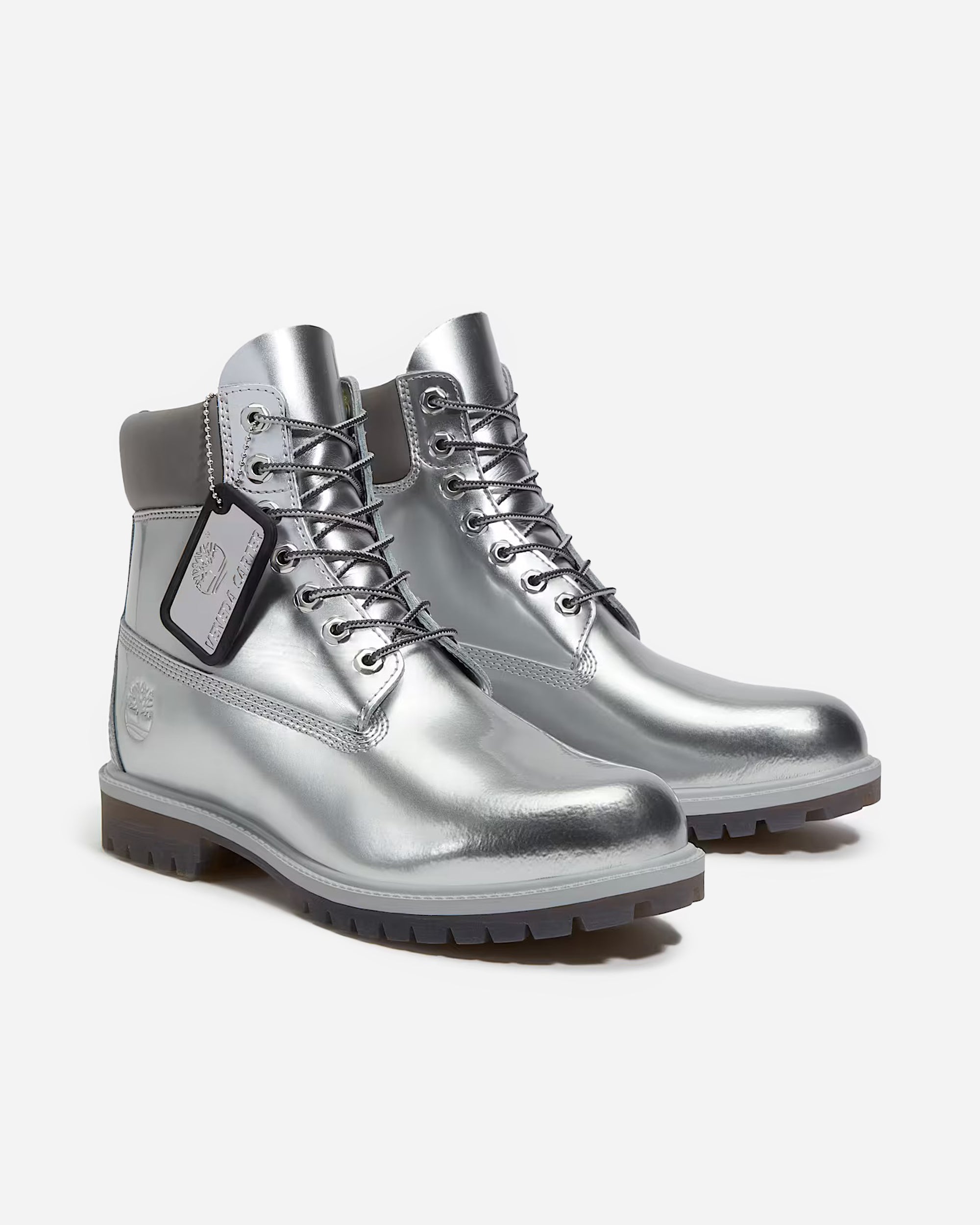 Timberland Timberland x Veneda Carter 6 Inch Lace Up Waterproof Boot SILVER PATENT LEATHER TB0A6D9MEBN1