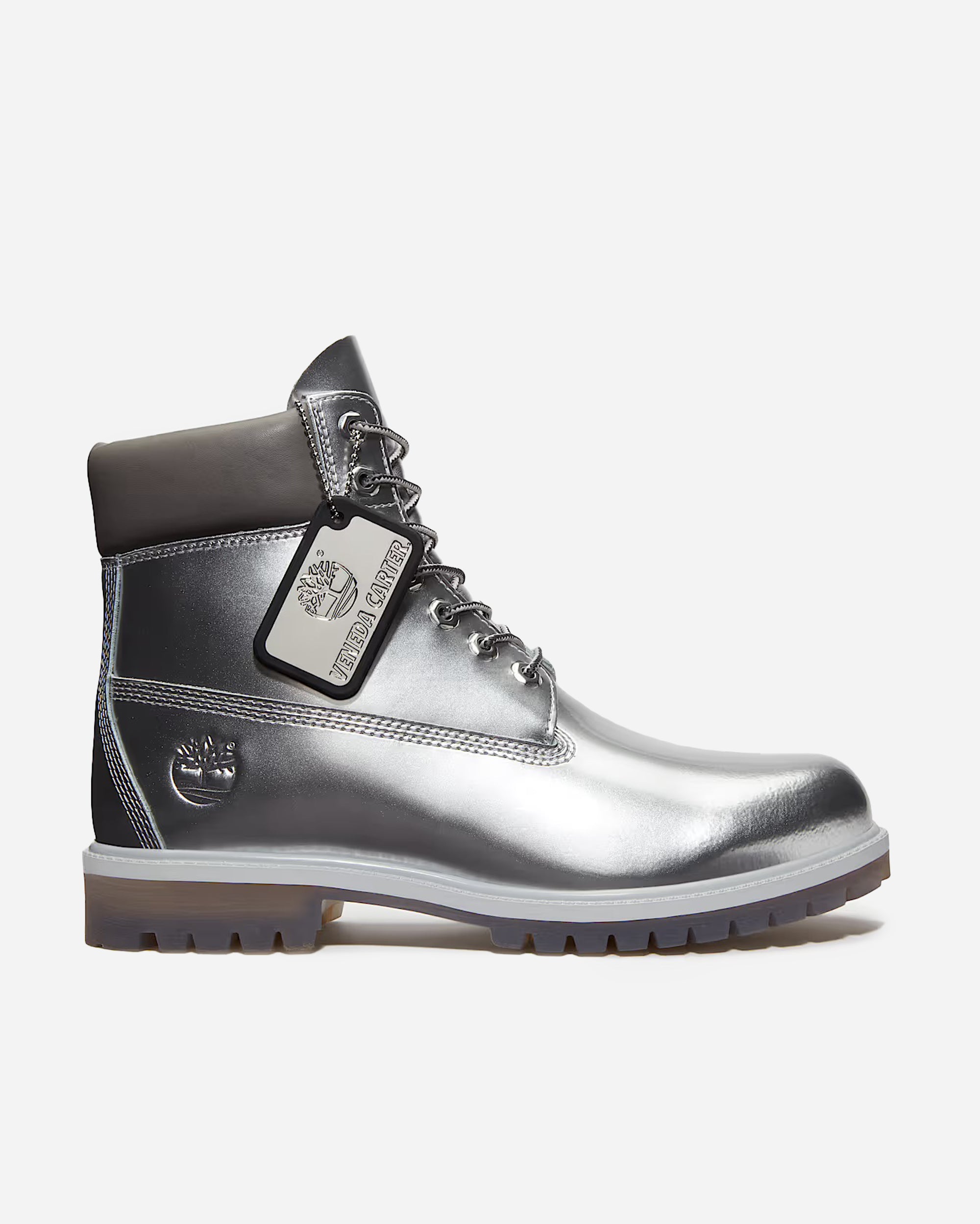 Timberland Timberland x Veneda Carter 6 Inch Lace Up Waterproof Boot SILVER PATENT LEATHER TB0A6D9MEBN1