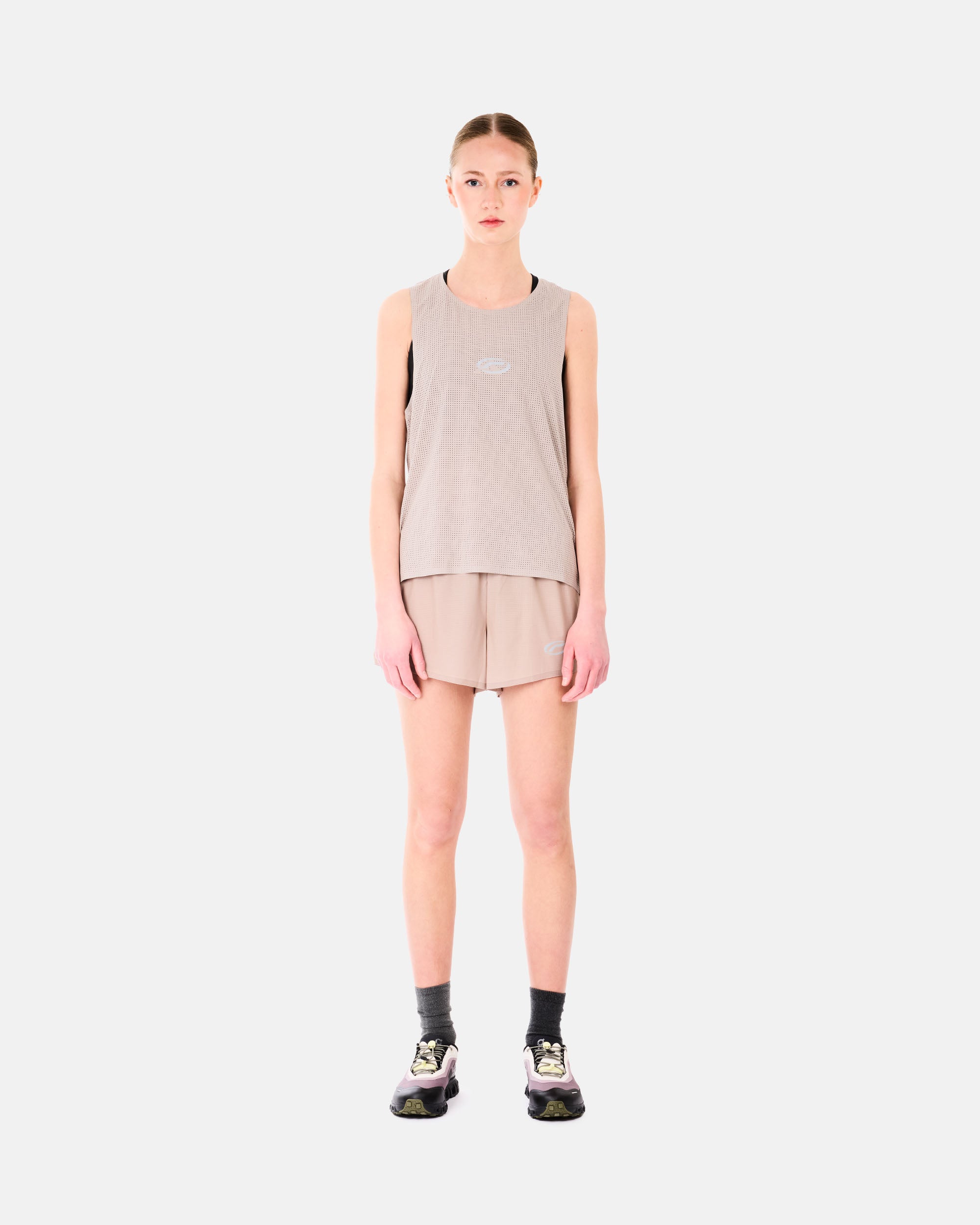 Optimistic Runners Crop Mesh Singlet CAMEL CMS26CL