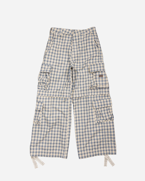 ERL Zip-off Plaid Cargo Pants BEIGE BLUE ERL11P007