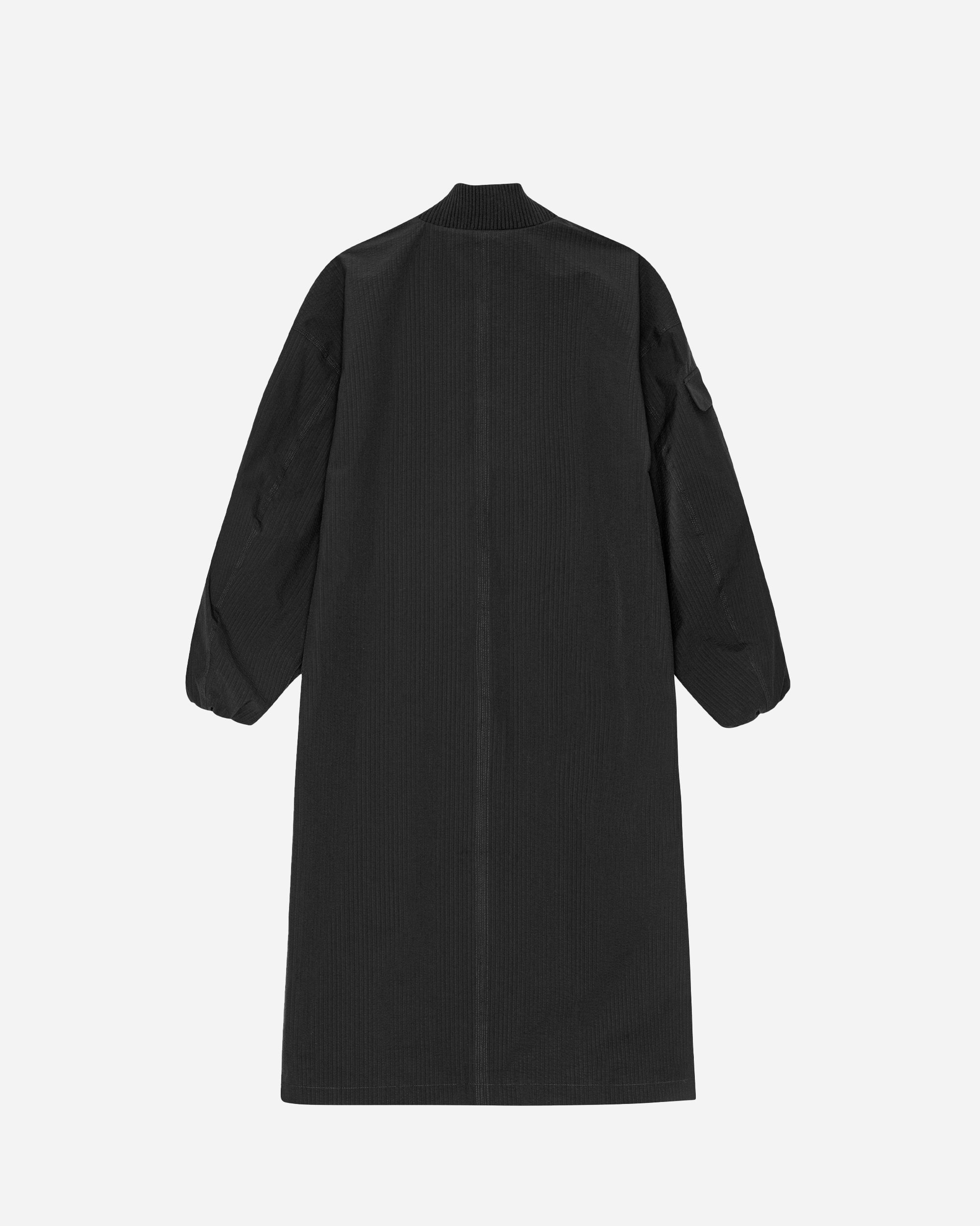 GANNI Tech Seersucker Oversized Shell Coat Black F9468-099