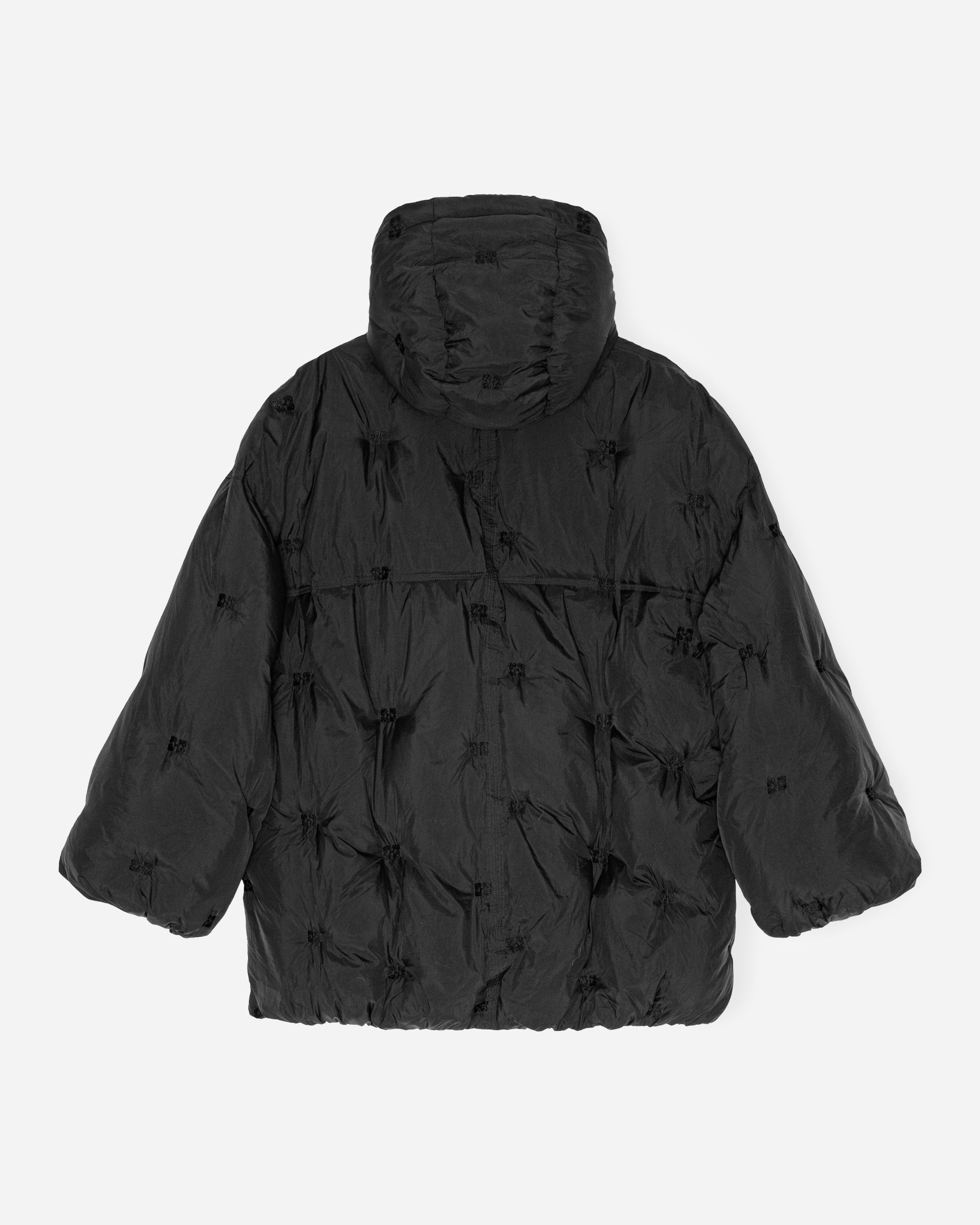 GANNI Nylon Tech Puffer Midi Jacket Black F9545