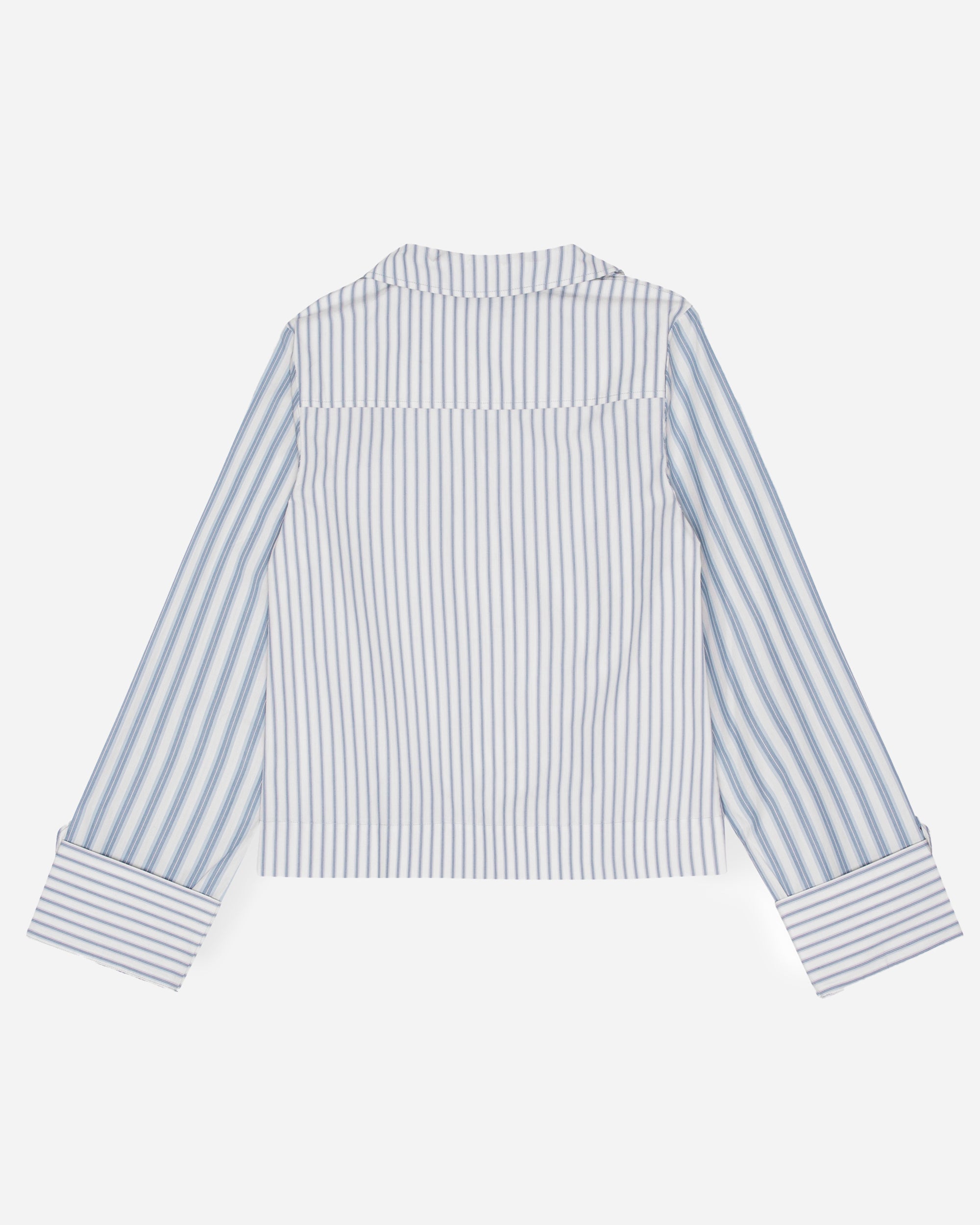 GANNI Stripe Cotton Shirt Egret F9598-135