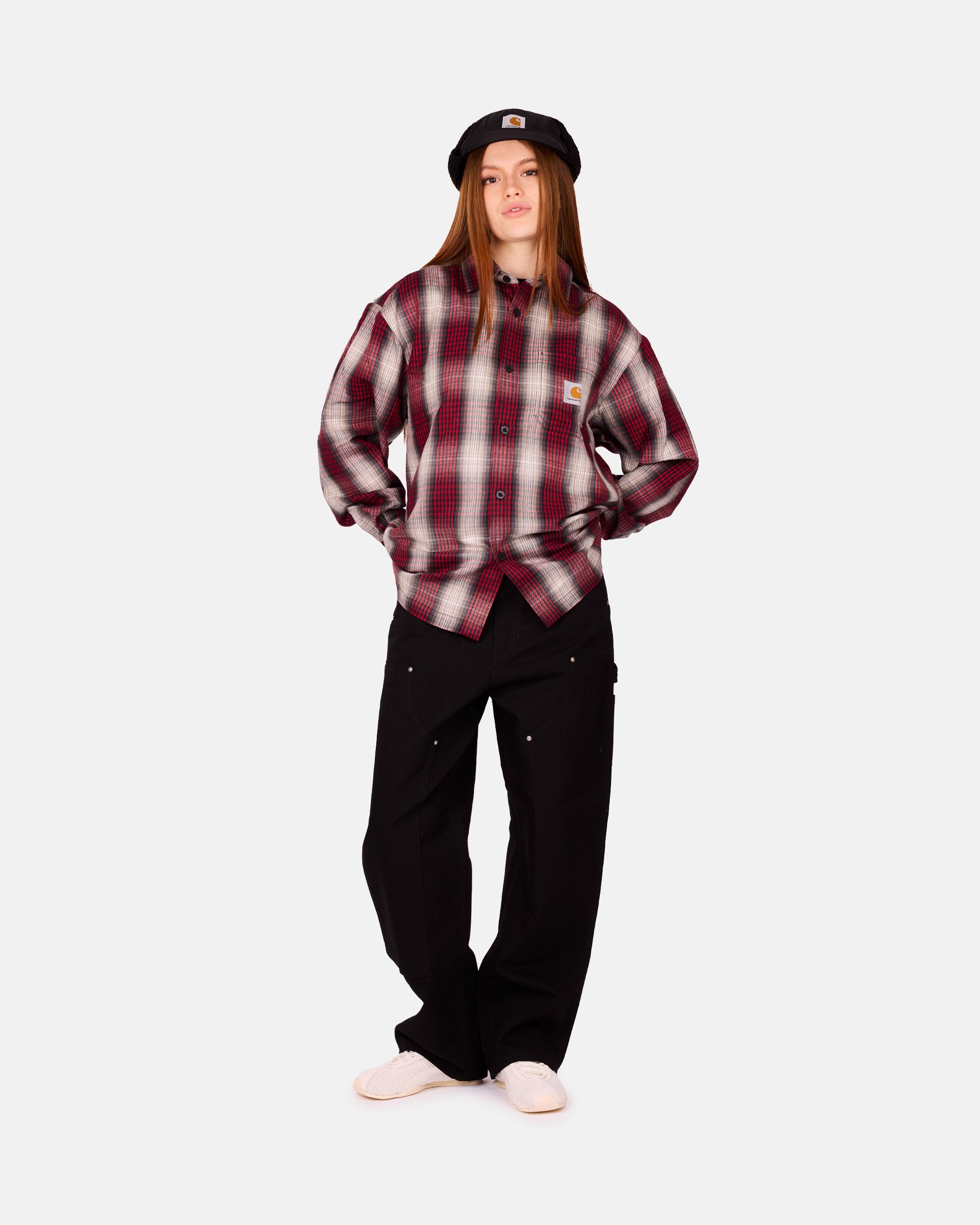 Carhartt WIP Longsleeve Harlin Shirt Acrylic Plain Weave Harlin Check, Chili Pepper I035954-3I2.XX