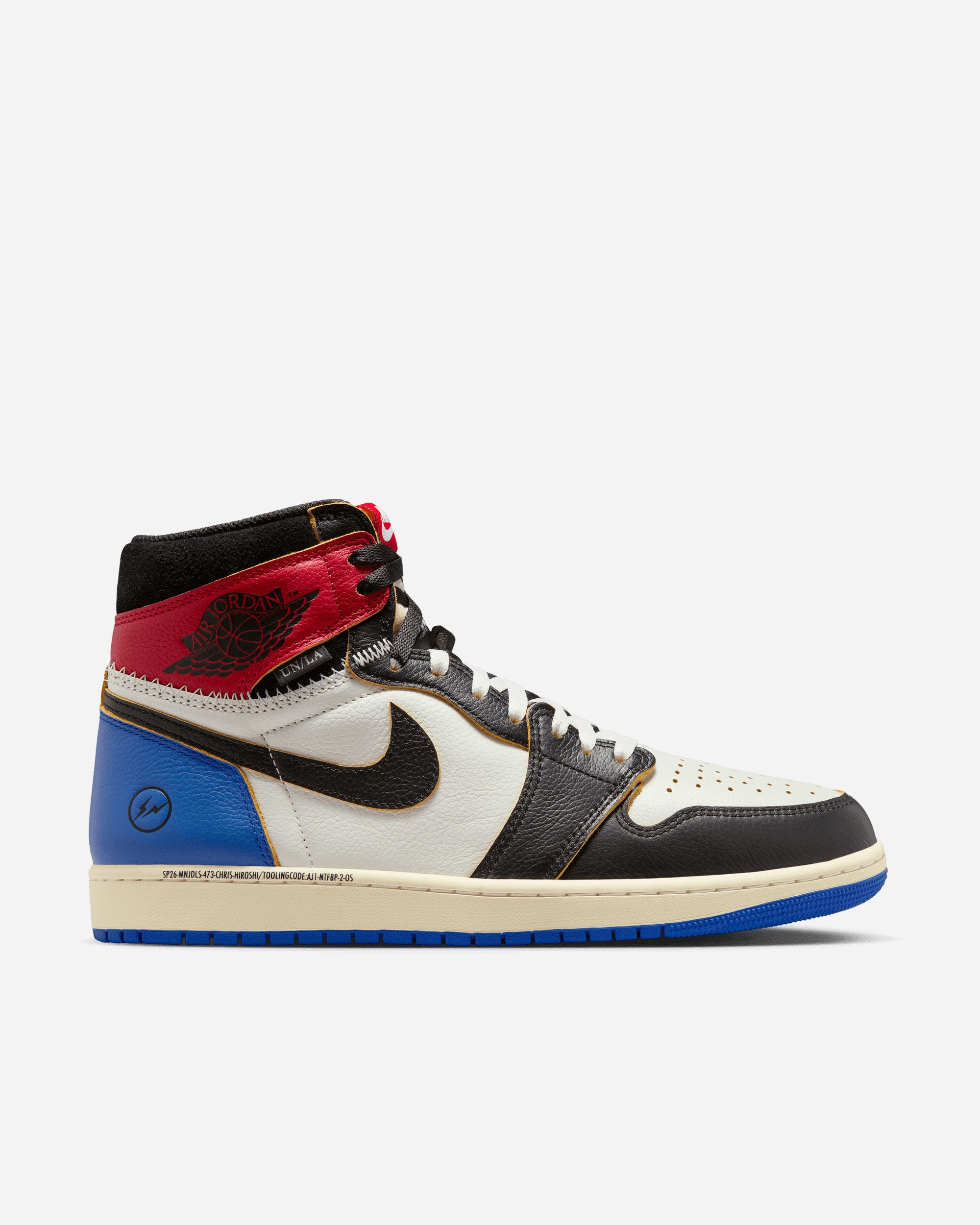 Jordan Brand Jordan Brand x Union LA x Fragment Design Air Jordan 1 High ‘Varsity Red & Sport Royal’ BLACK/WHITE IO7847-002