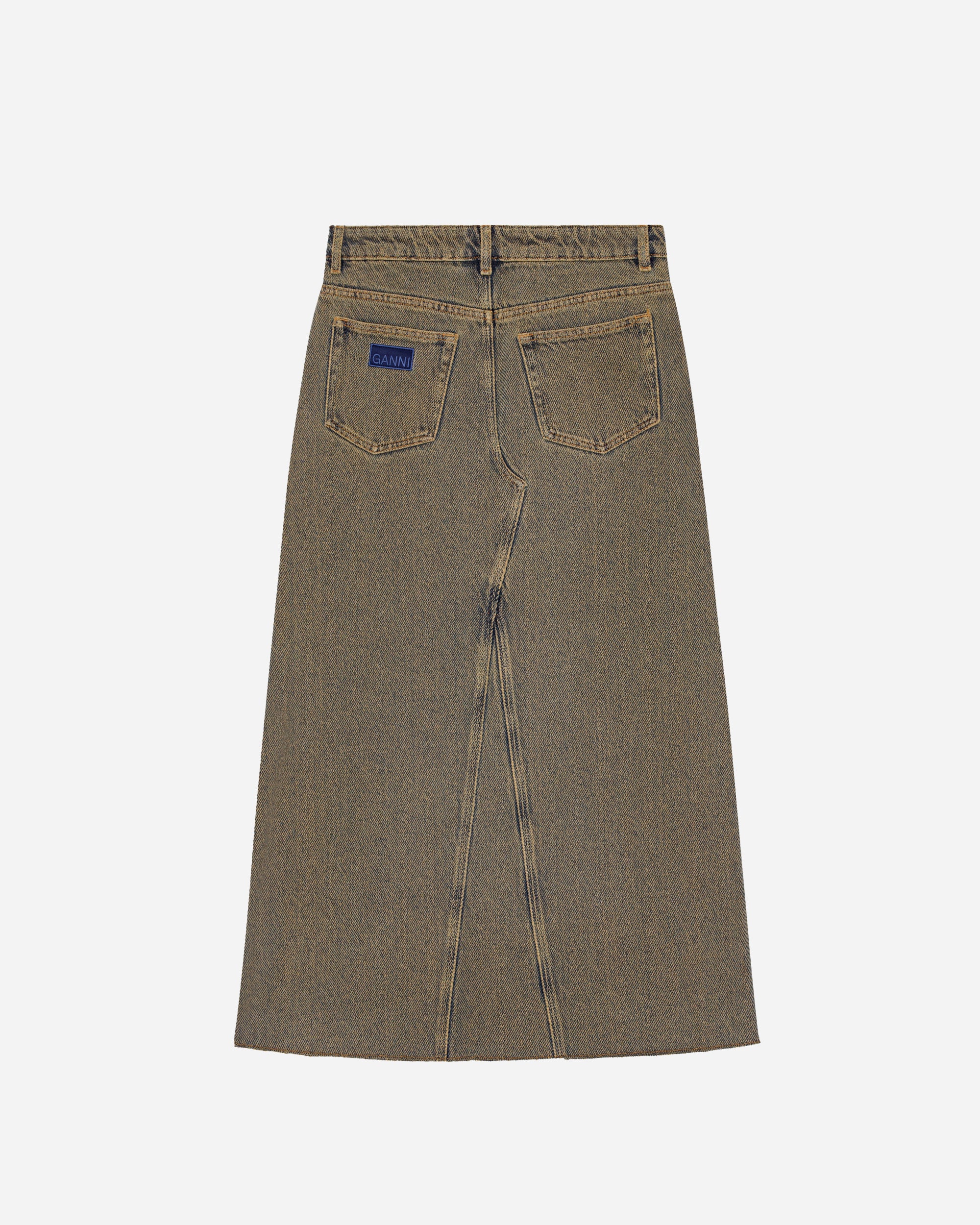 GANNI Overdyed Heavy Denim Maxi Skirt Shitake J1477