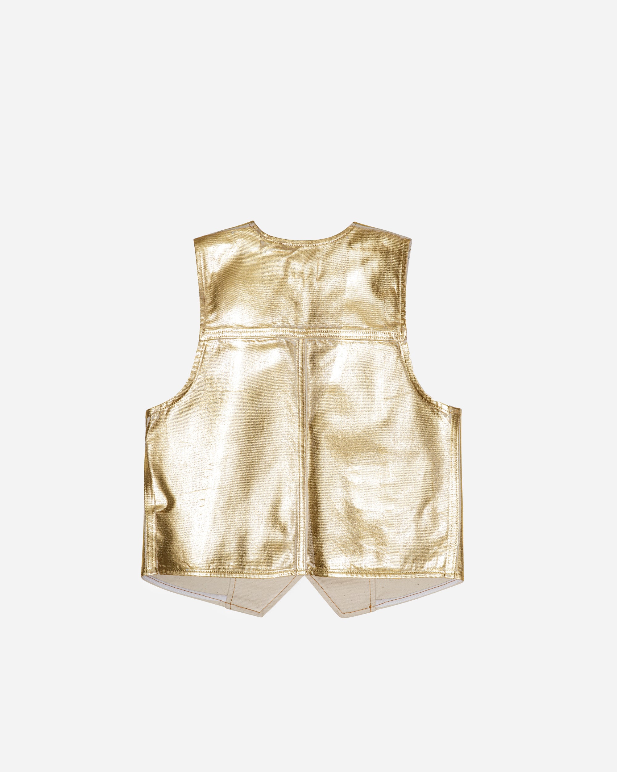 GANNI Foil Denim Vest Egret J1482