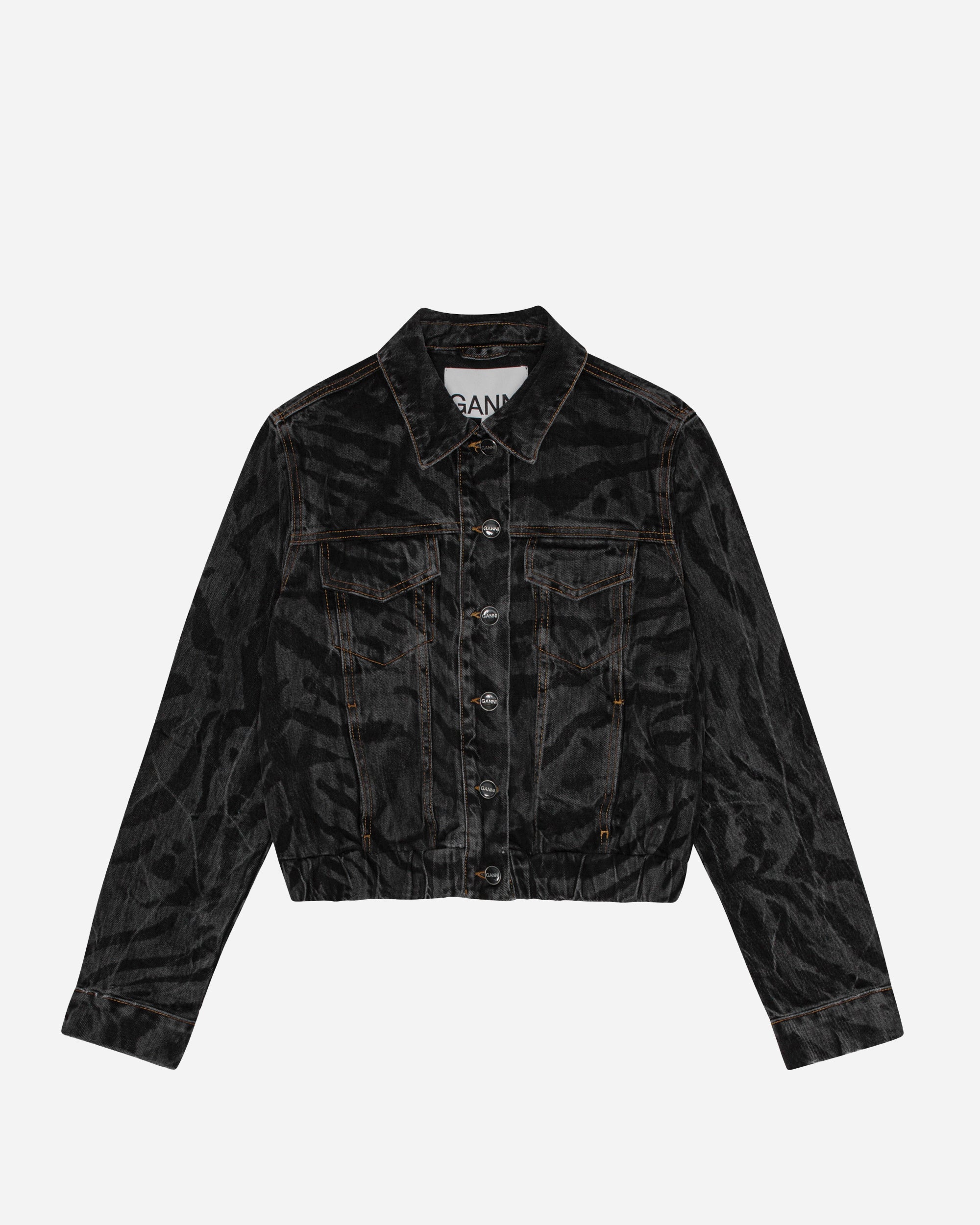 GANNI Lazer Denim Bomber Jacket Black J1484