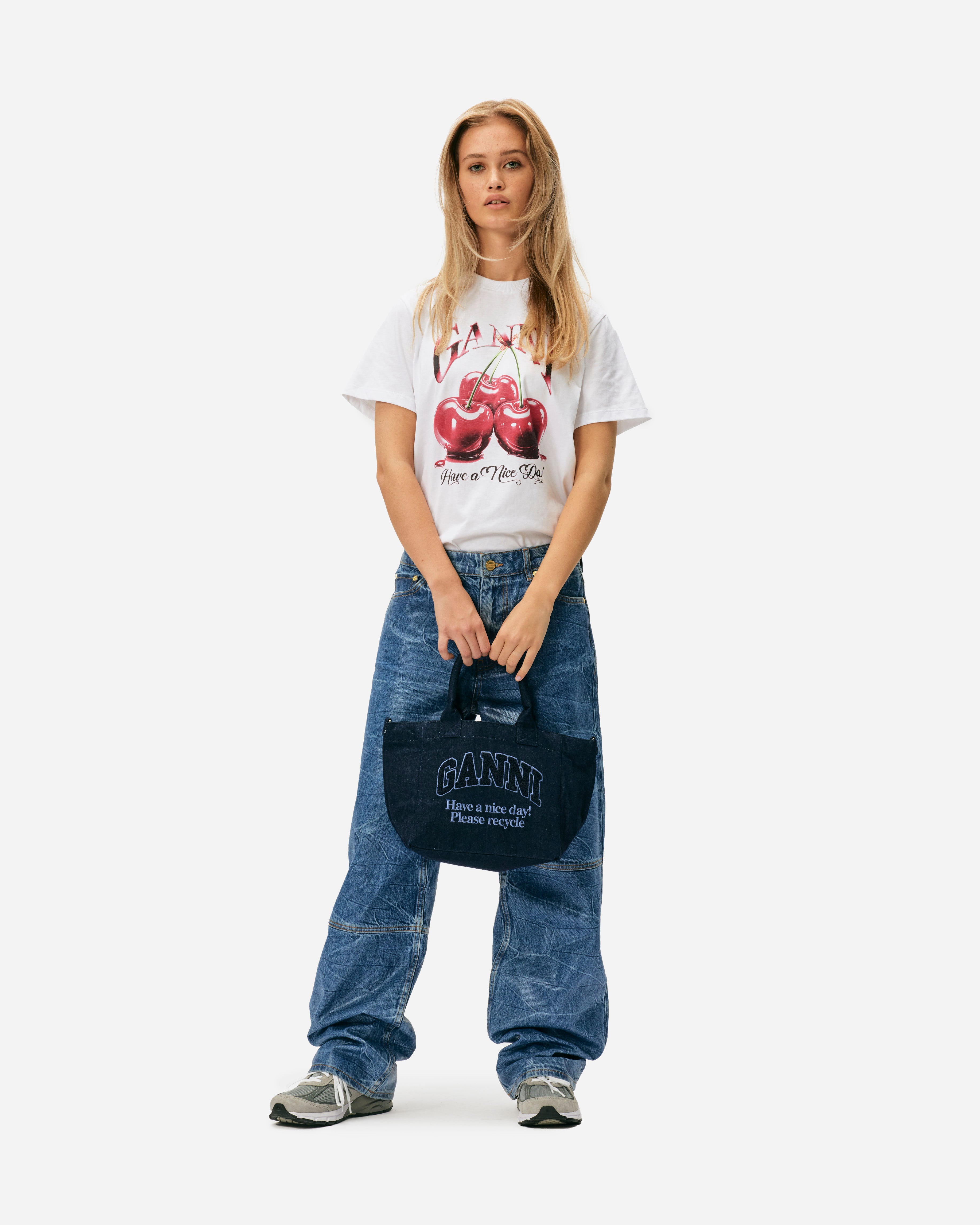 GANNI Small Easy Shopper Denim Dark Navy A6171-642