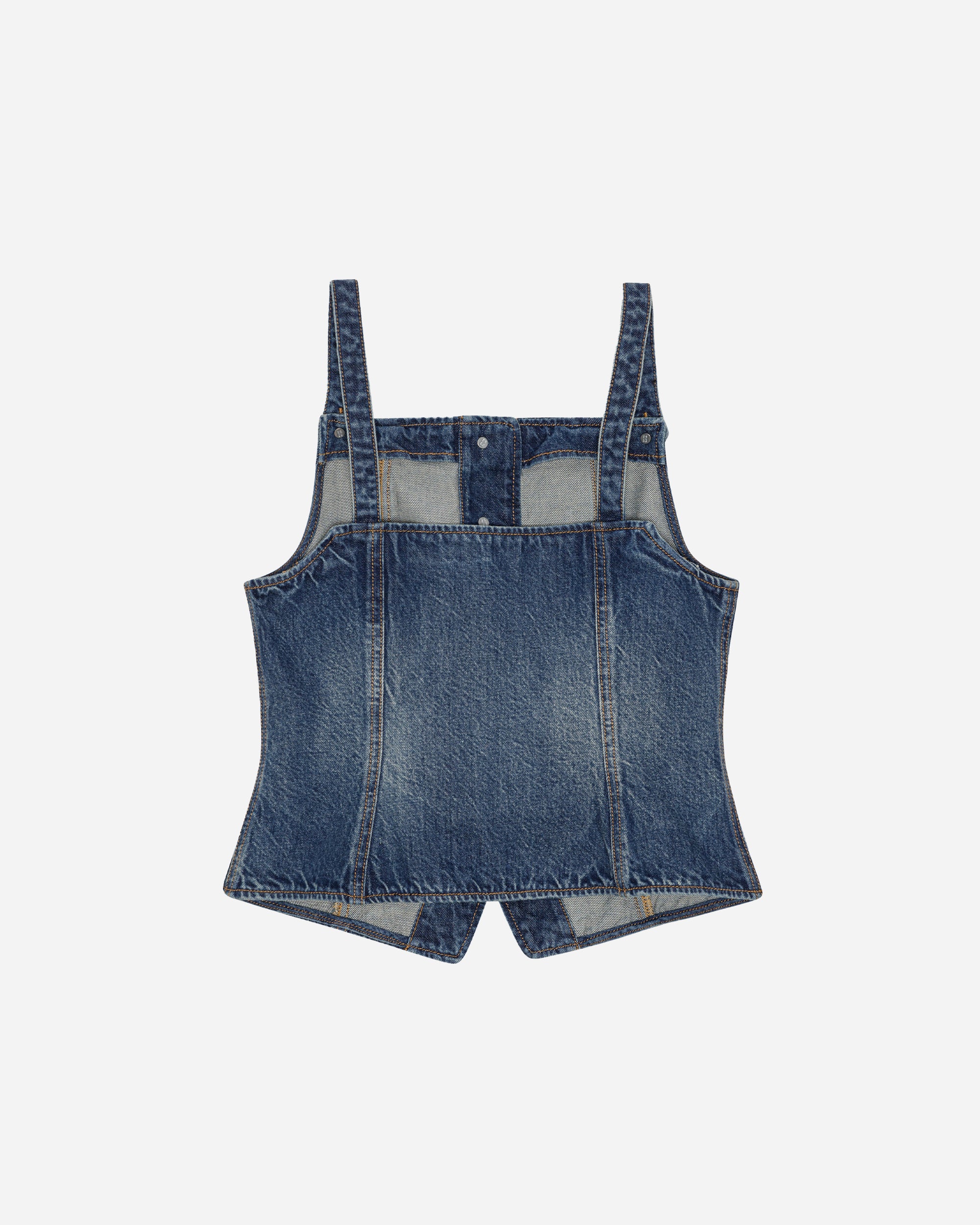 GANNI Heavy Washed Denim Top Mid Blue Vintage J1580-567