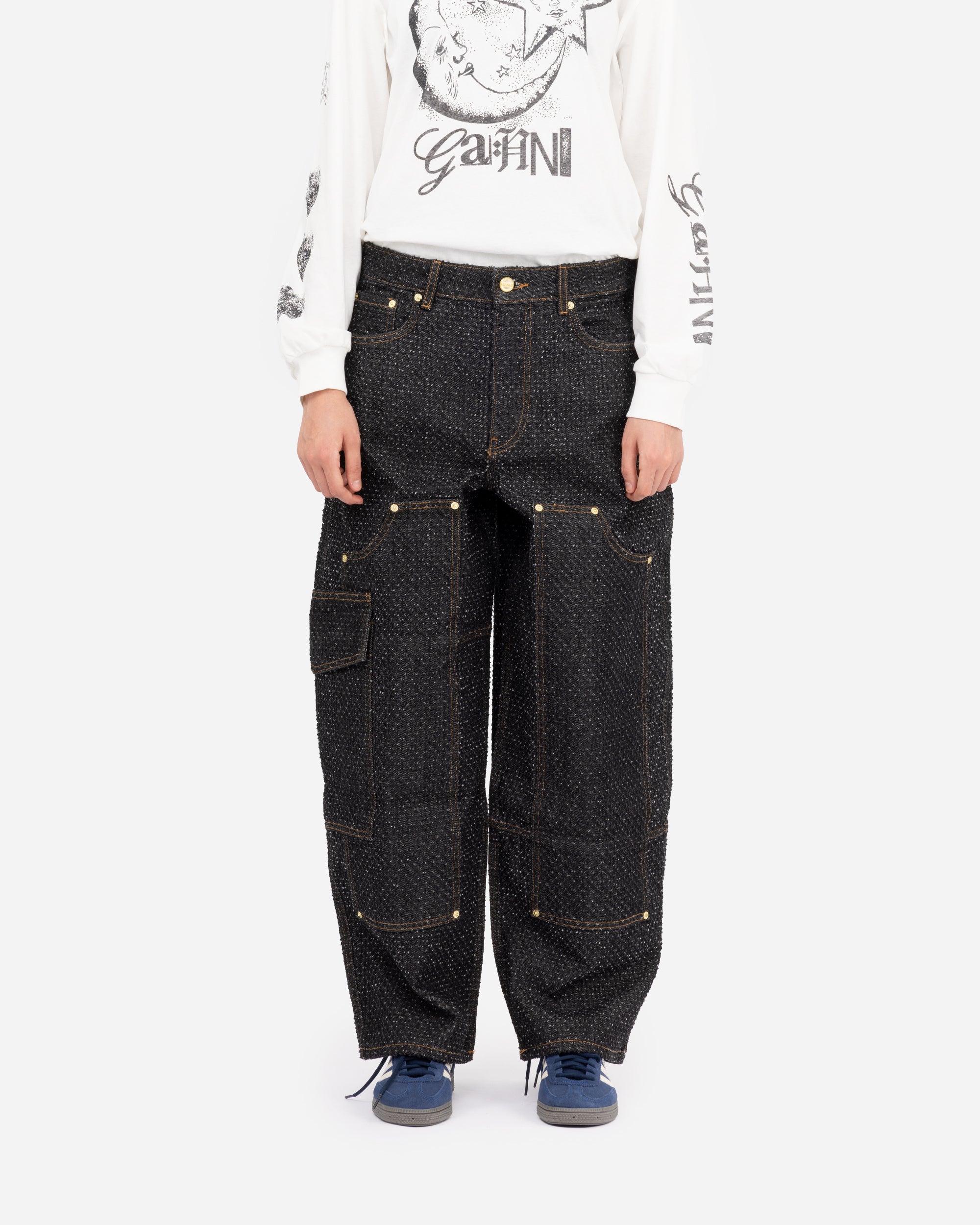 GANNI Fluffy Denim Carpenter Jeans Black J1617