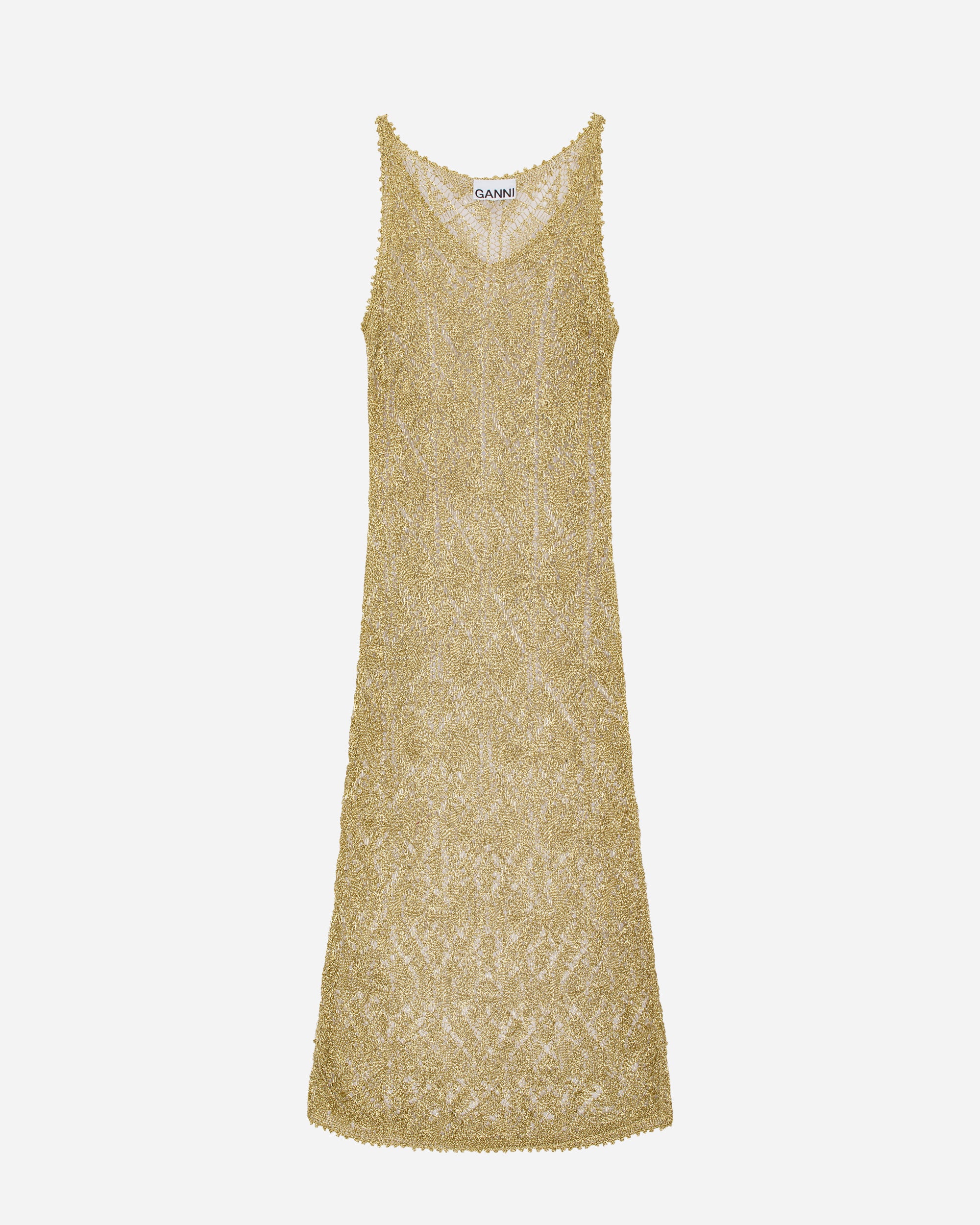 Ganni Metallic Strap Dress Golden K2234