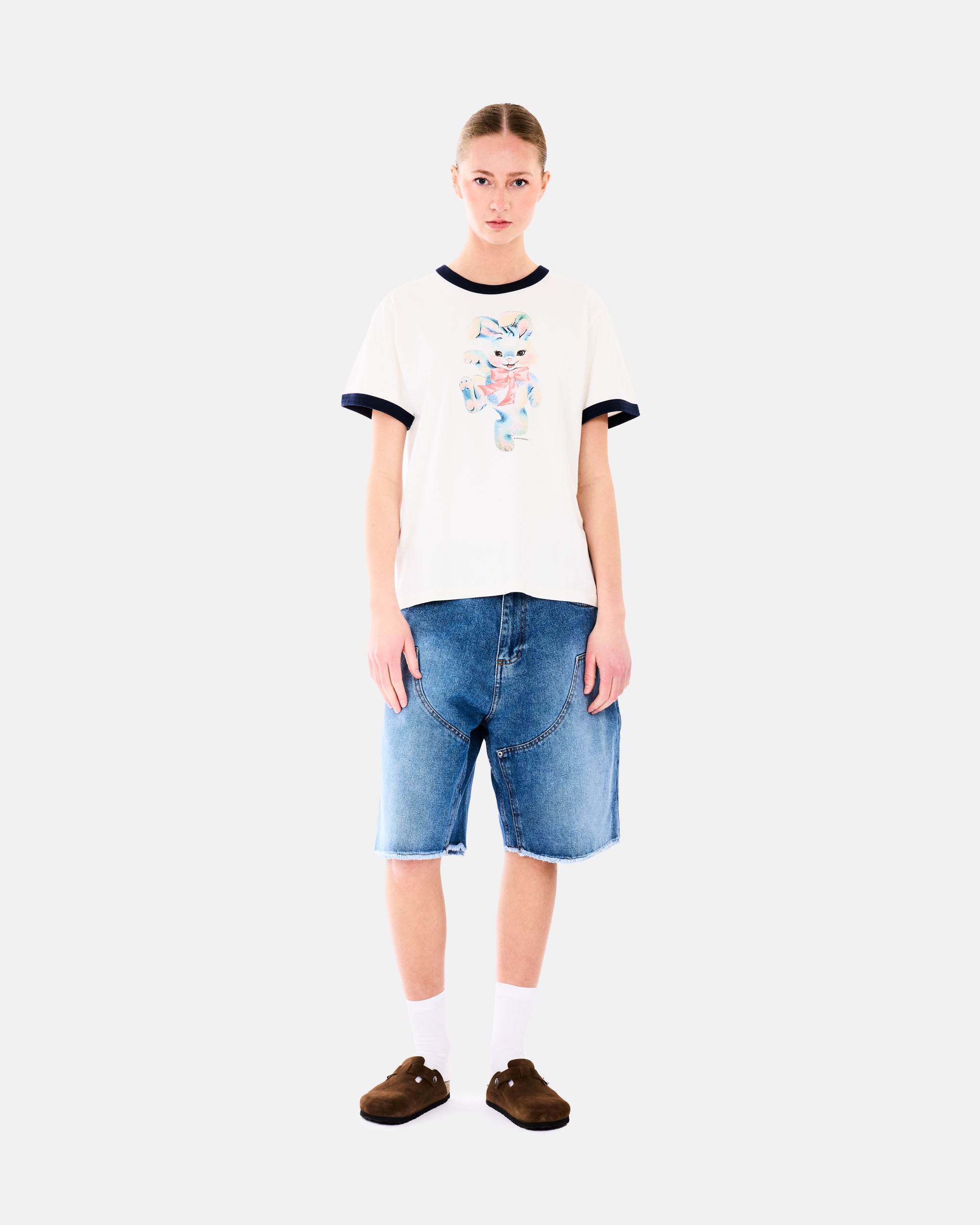 RASSVET Bunny Ringer T-Shirt WHITE PACC18T011