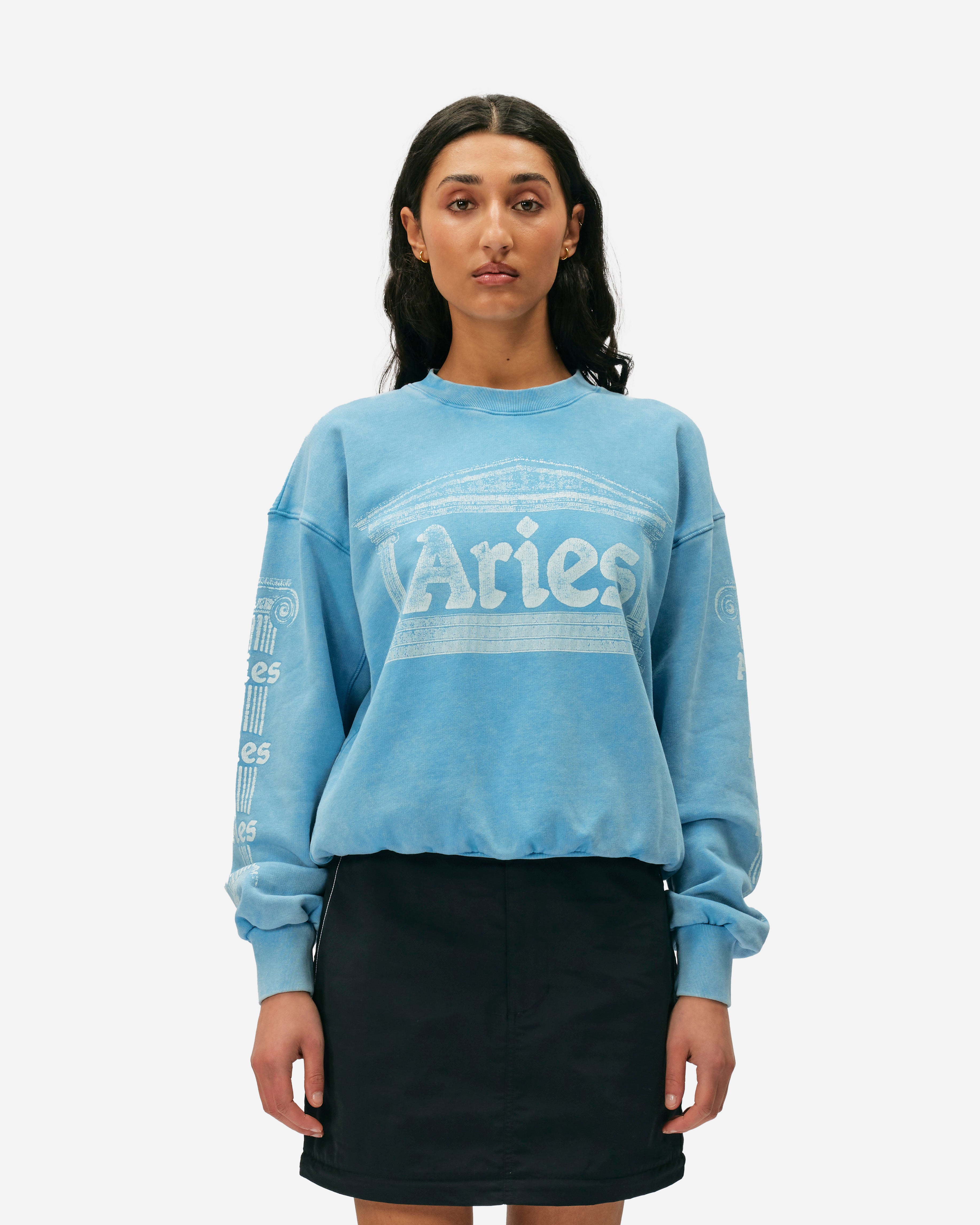 ARIES Aged Ancient Column Sweatshirt Pale Blue SUAR20033X-PBLUE
