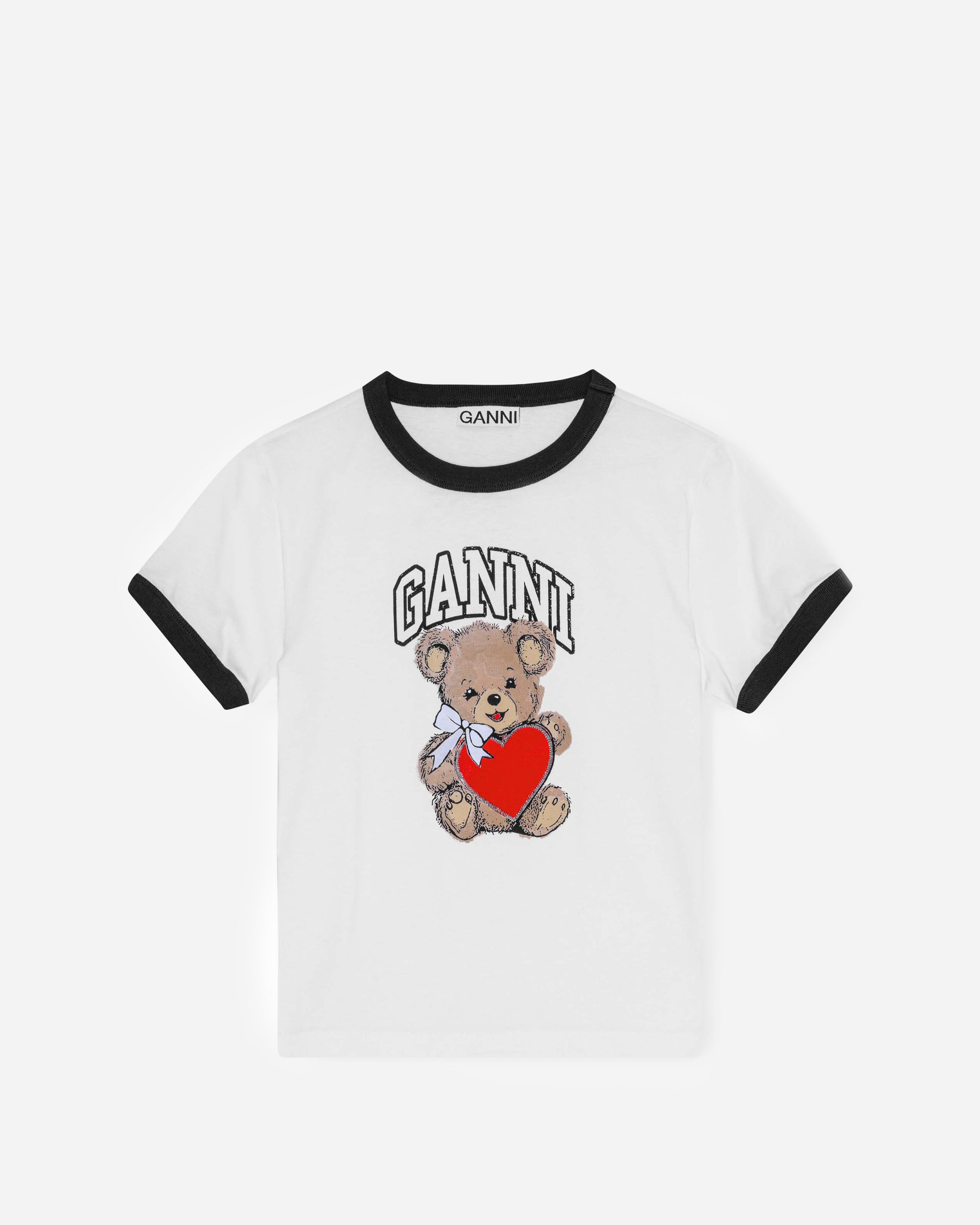 GANNI Basic Jersey Bear Small T-shirt Bright White T4061