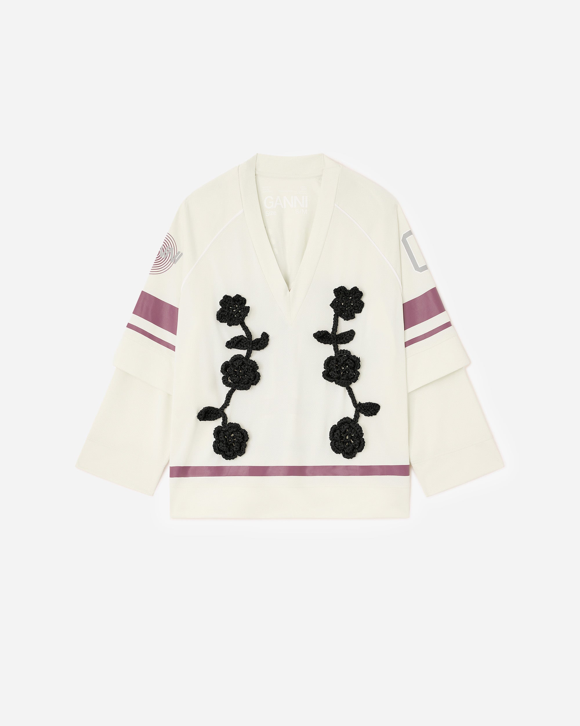 GANNI Cycora Jersey Oversized Long Sleeve Egret T4404