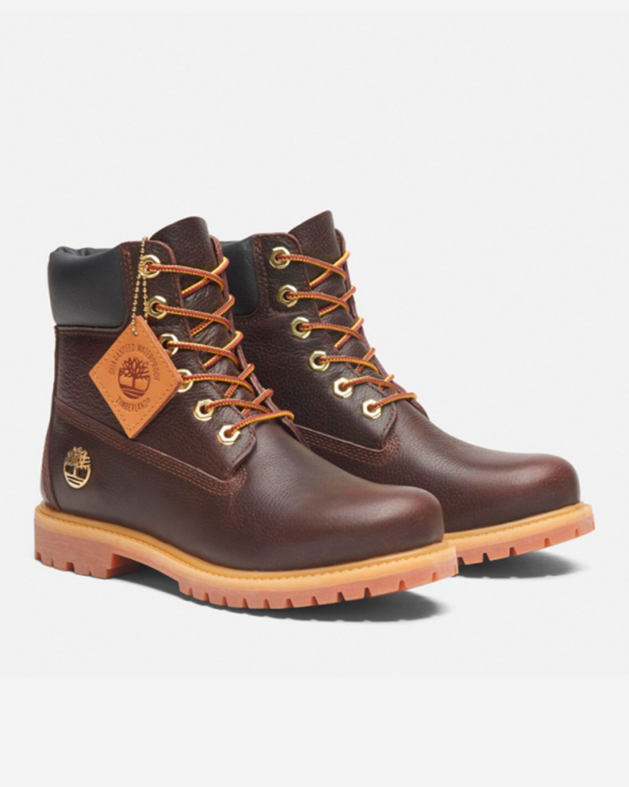 Timberland Premium 6 Inch Lace Up Waterproof Boot DARK BROWN FULL GRAIN W BLACK TB0A2HR8EXU1