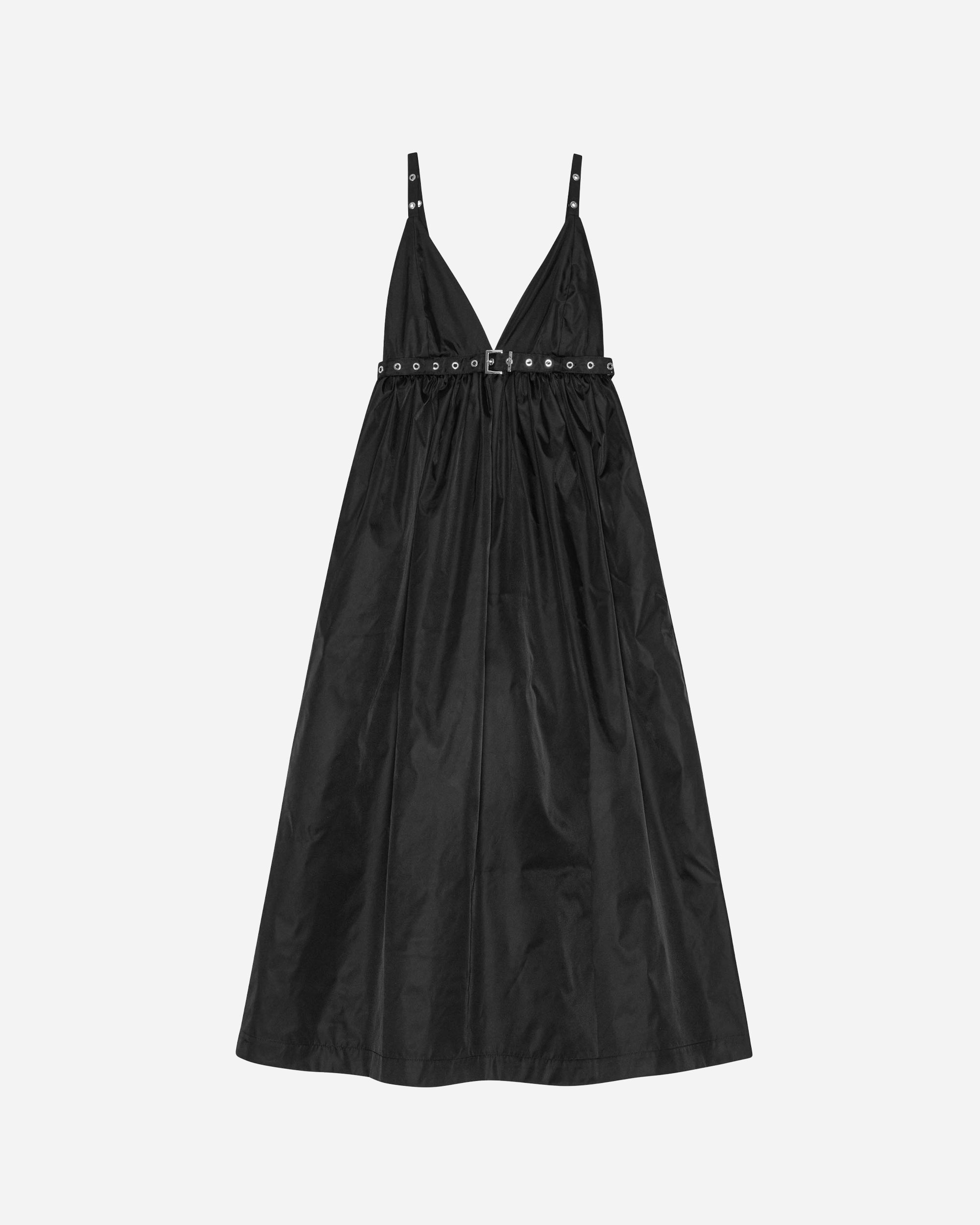 GANNI Duchesse Nylon Strap Dress Black W0030