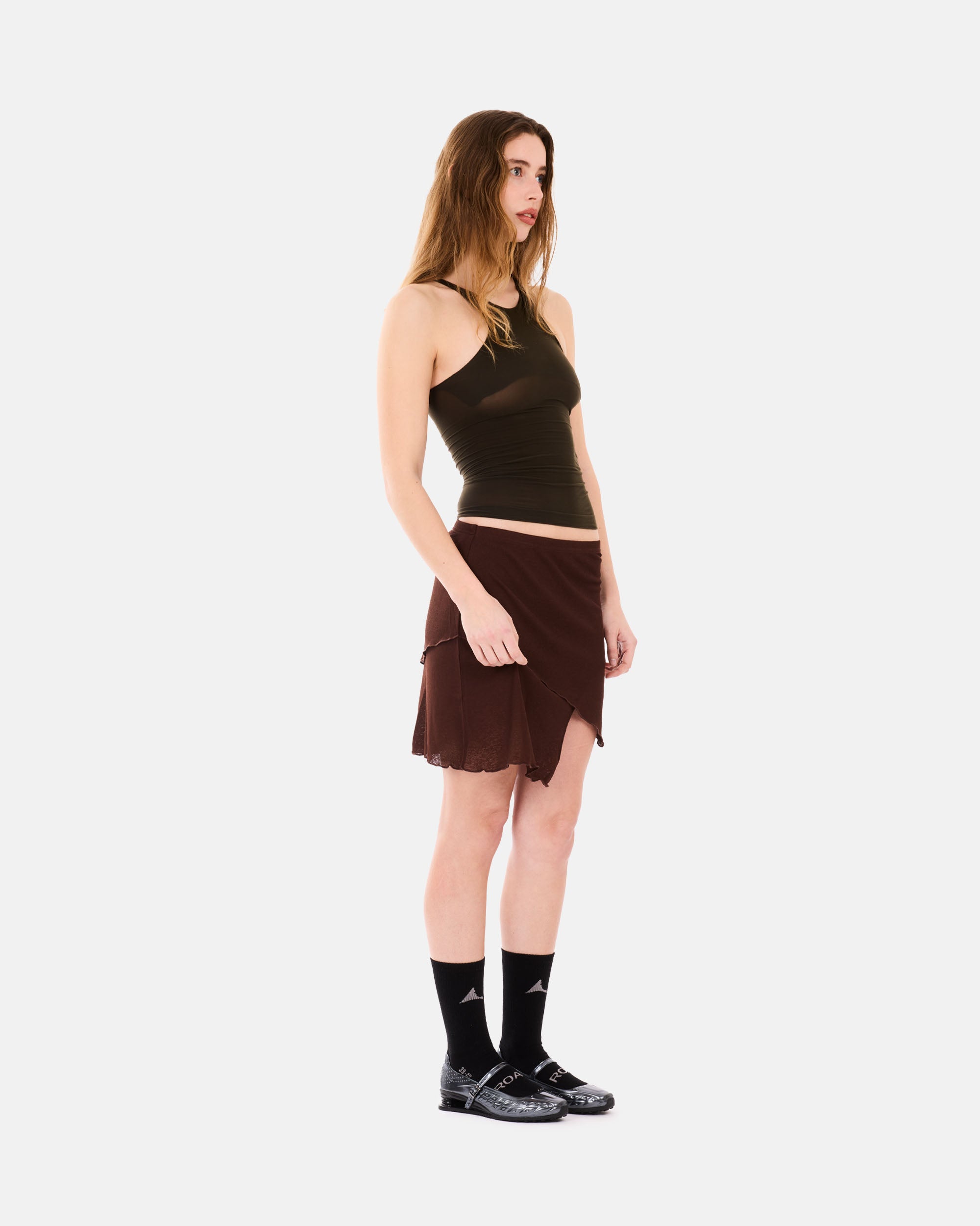 ROA Haze Ultralight Seamless See Through Tank Top Dark Brown YBWW036YA10