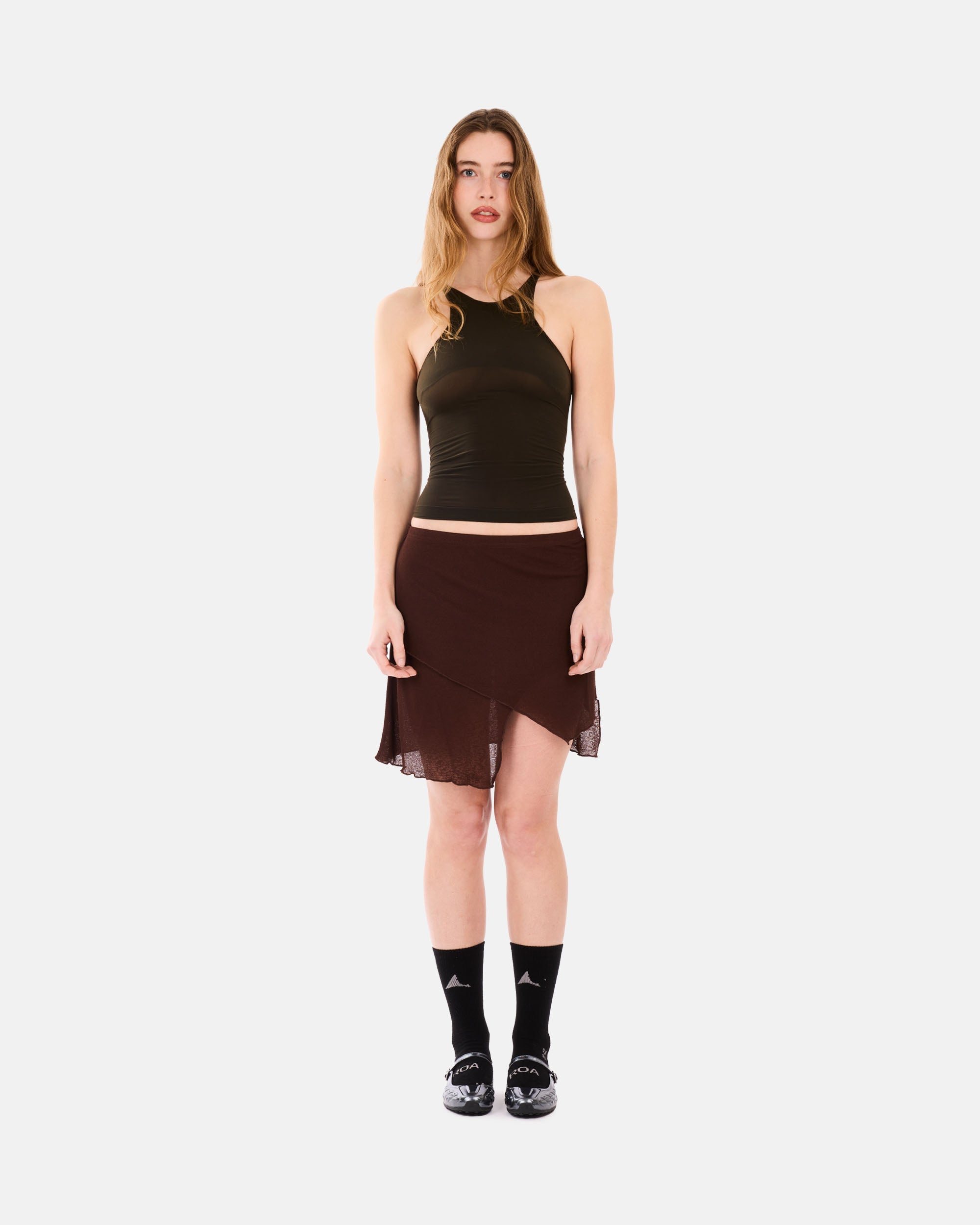 ROA Haze Ultralight Seamless See Through Tank Top Dark Brown YBWW036YA10