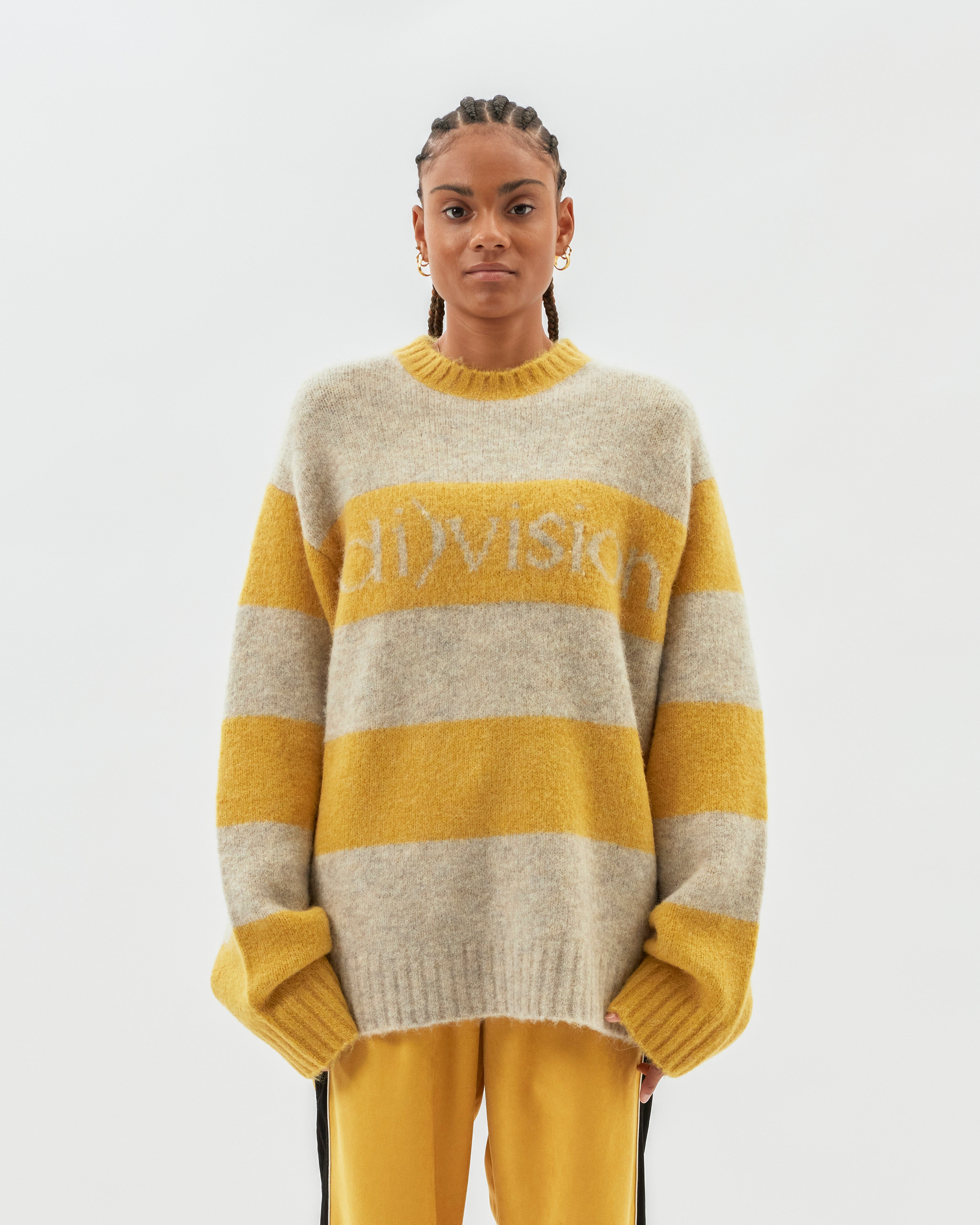(di)vision Striped Logo Knit Sweater YELLOW / WHITE STRIPE 130002-3