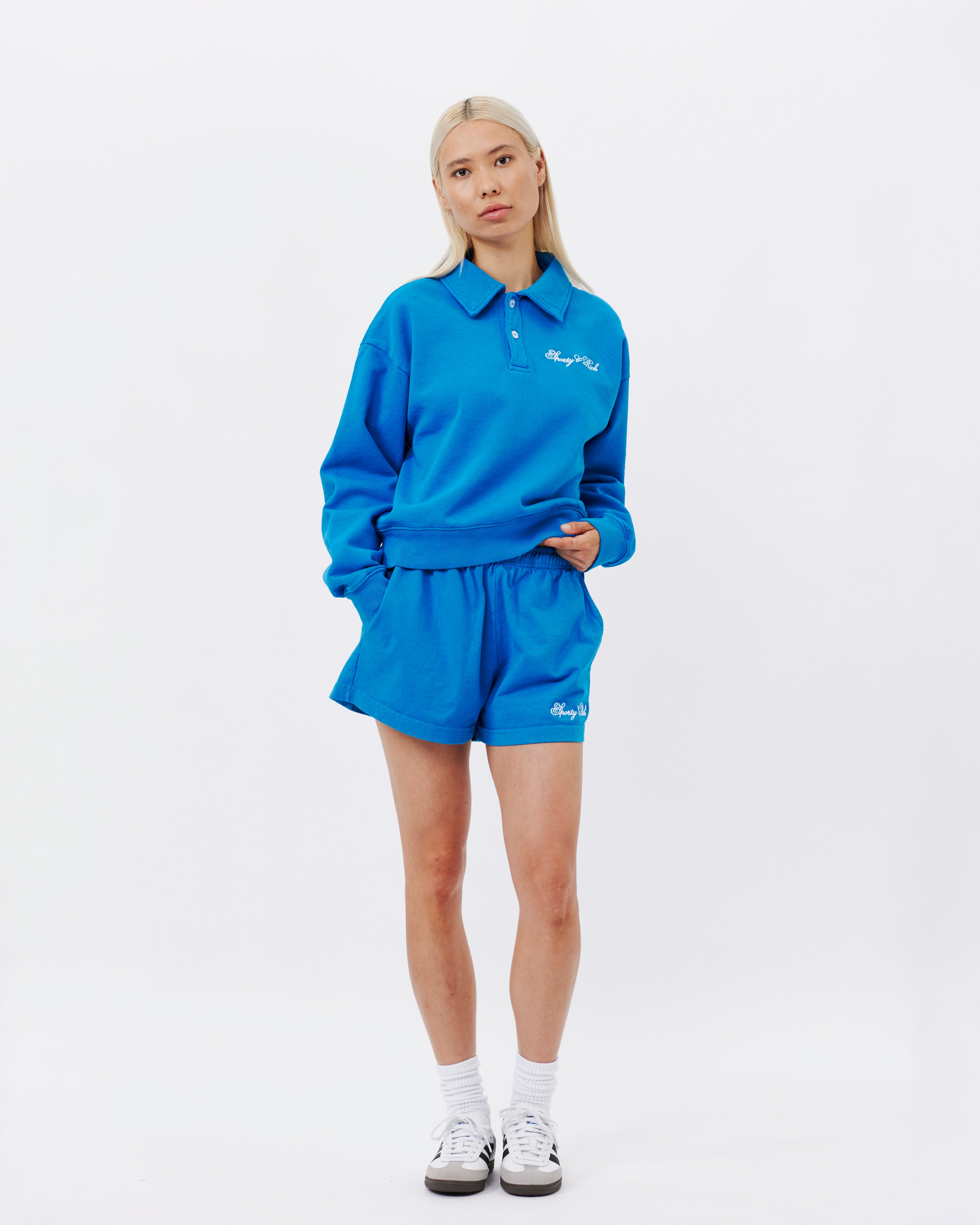 Sporty amp; Rich logo-embroideered polo top - Blue