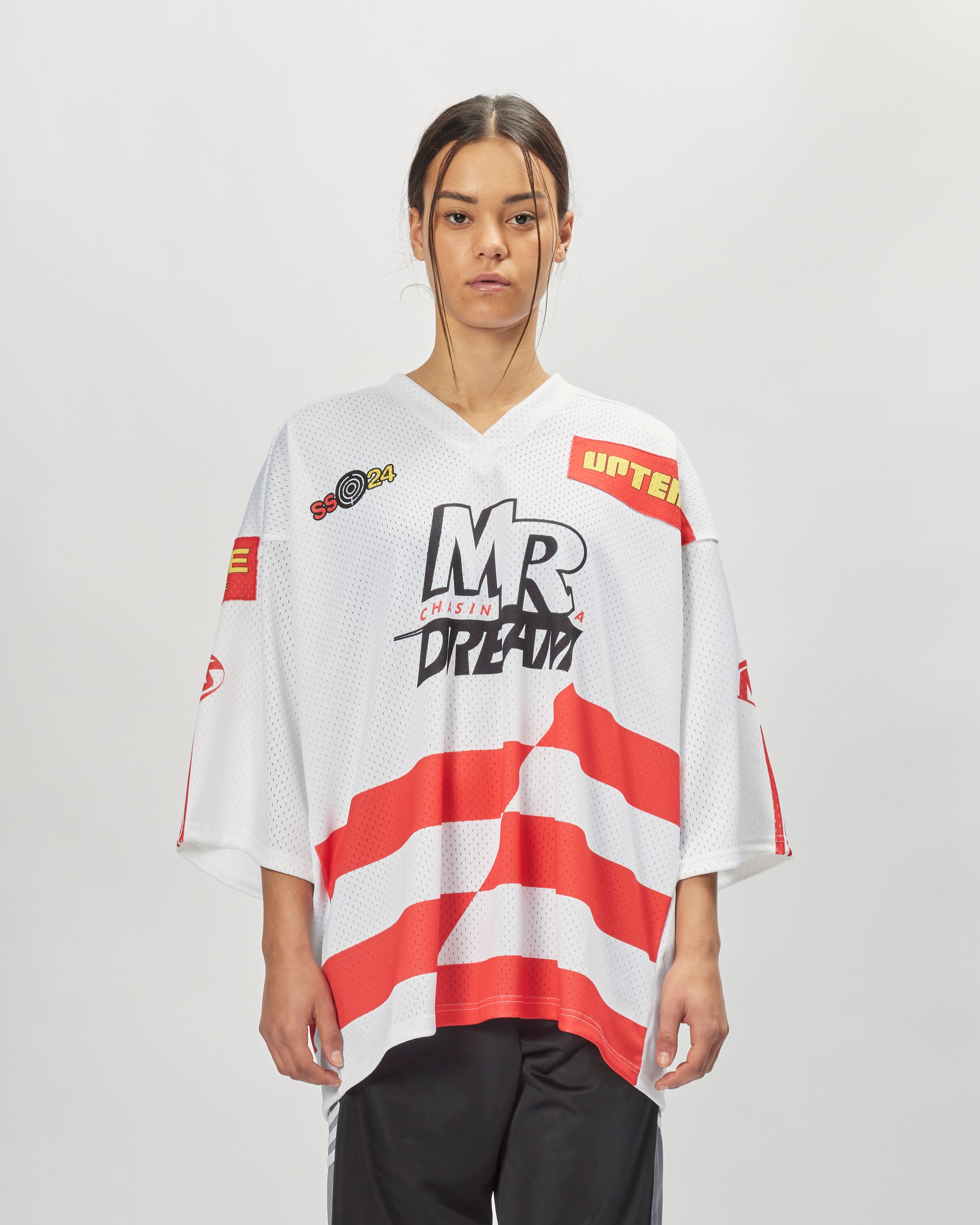 Martine Rose Oversized Football Top White / Red MRSS24129