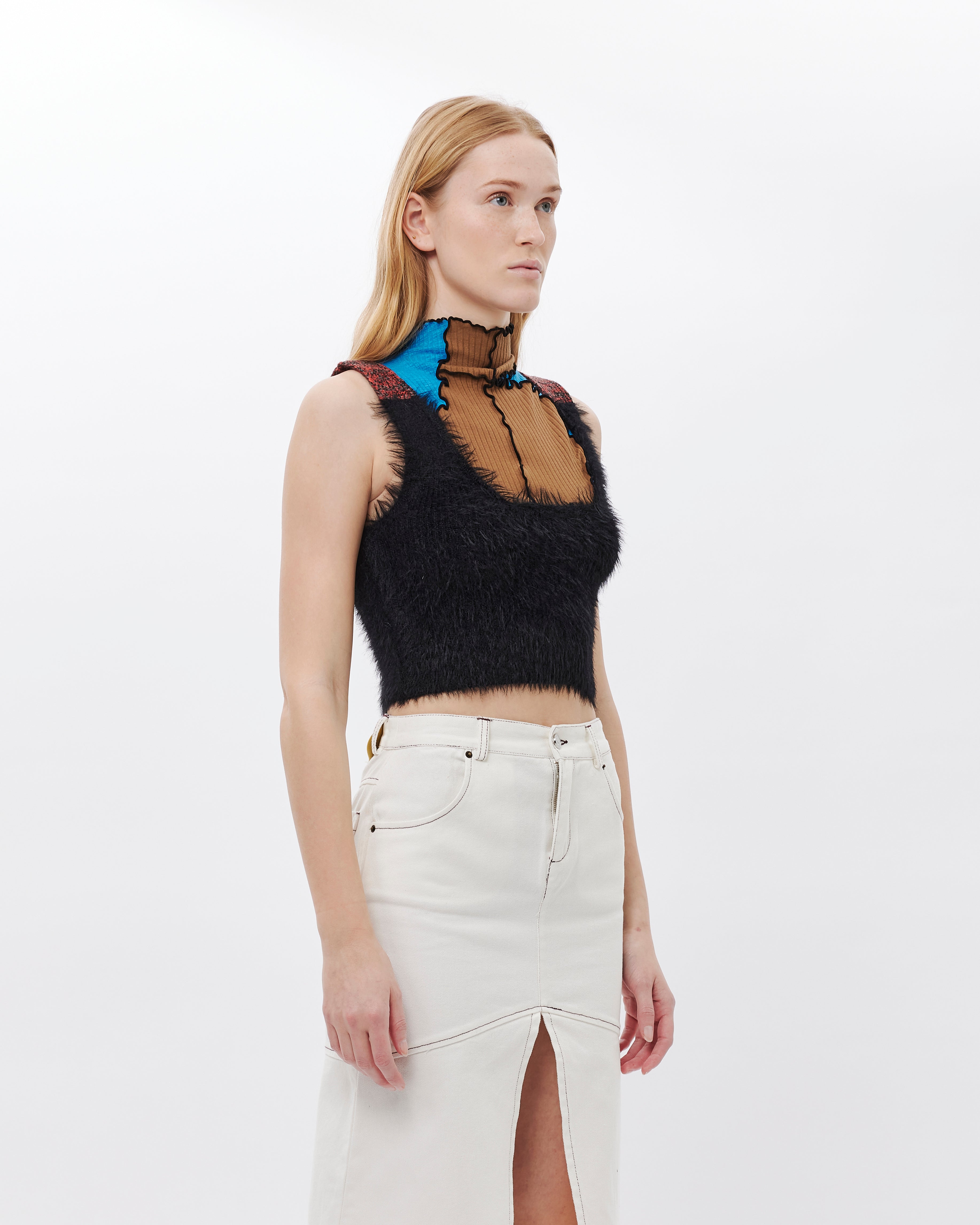 Andersson Bell Kai Color Block Knit Top BLACK atb891w-BLACK
