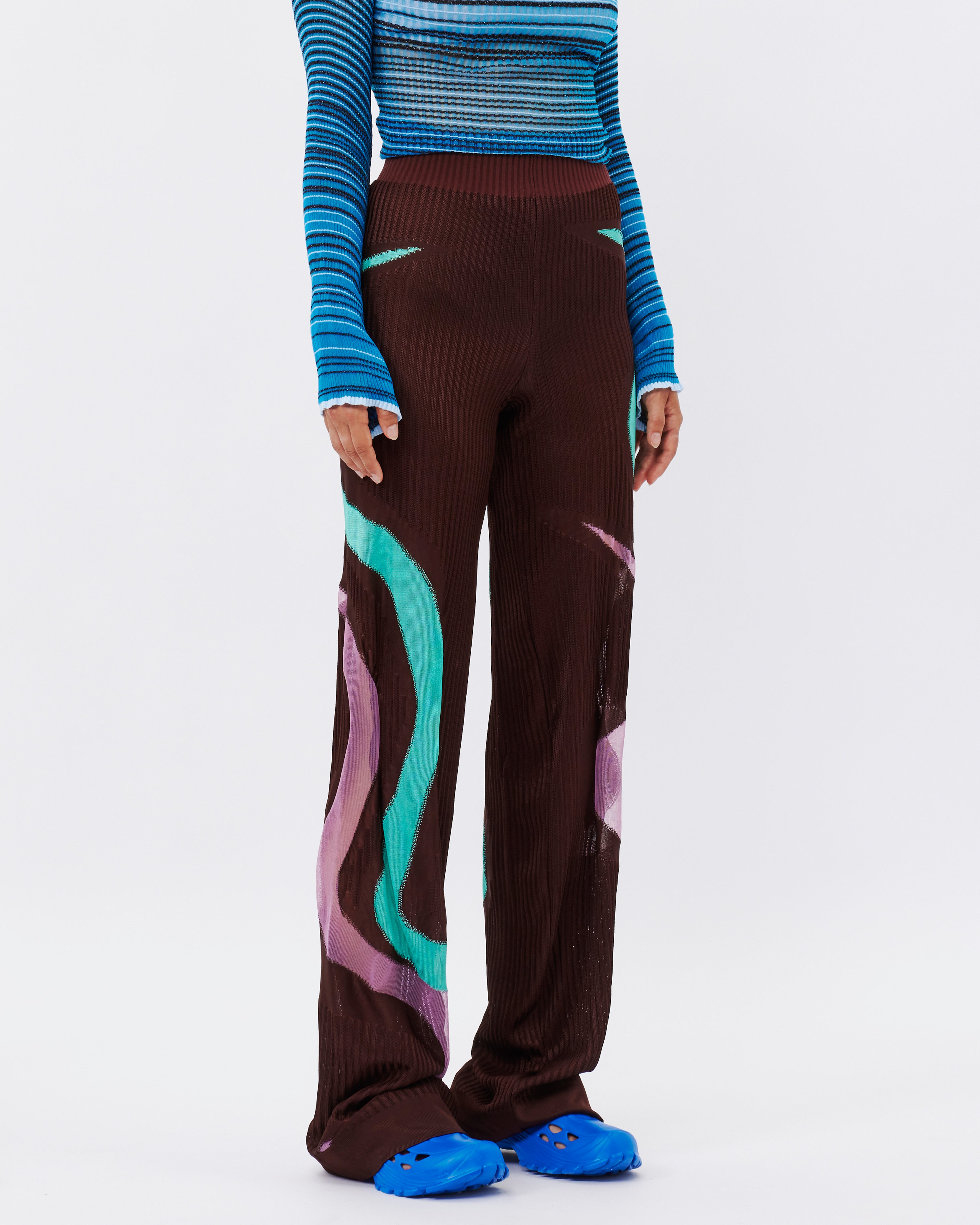 Nadia Wire Multi squiggle trouser brown/green 511-BRW